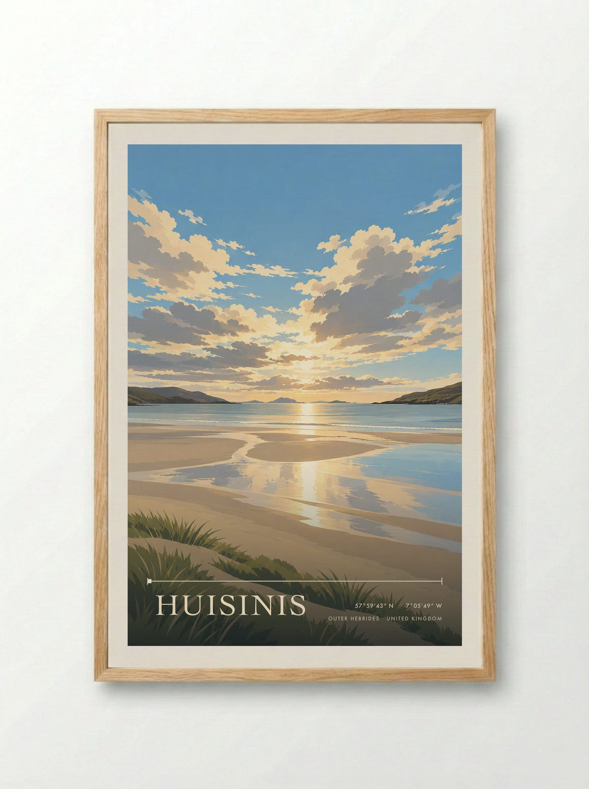 Huisinis, Outer Hebrides | Travel Poster - Framed Print Wood