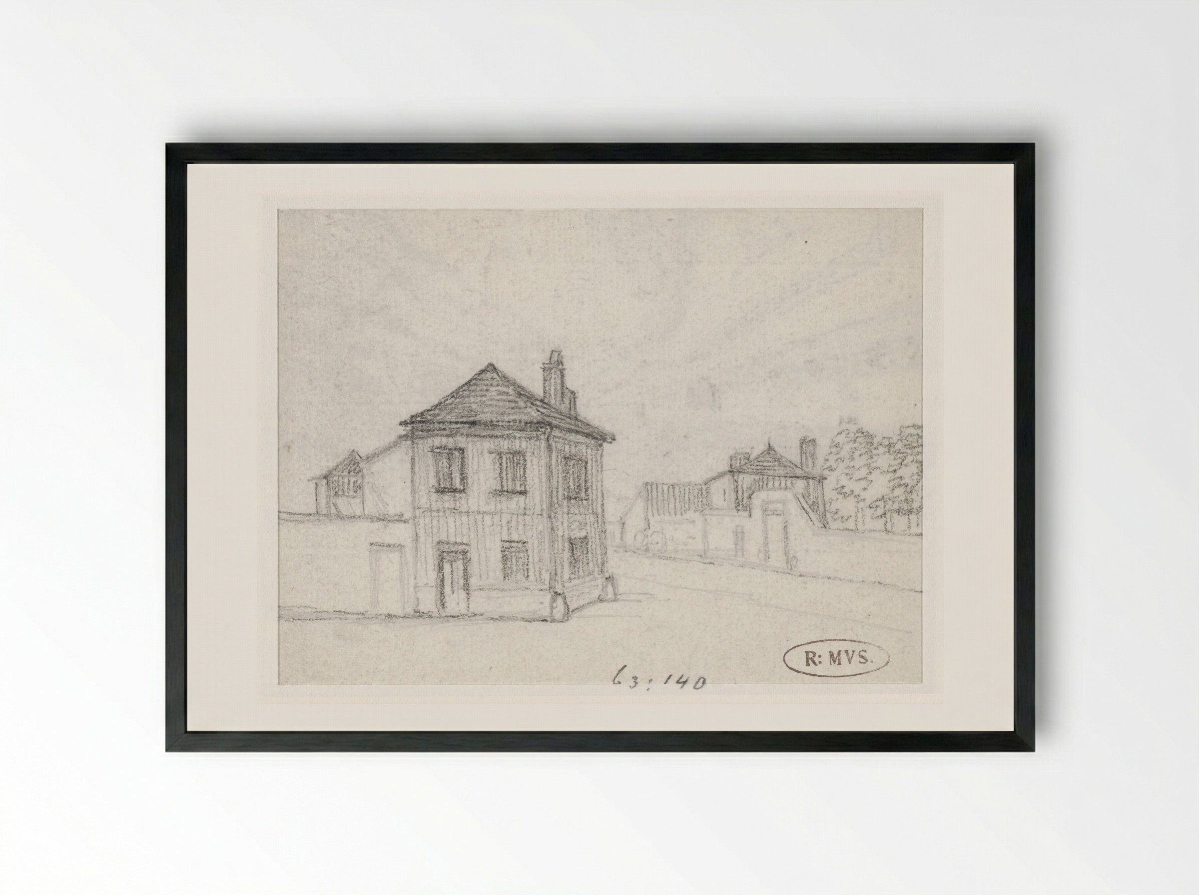 Huizen aan de rand van de stad - Georges Michel - Framed Print Black