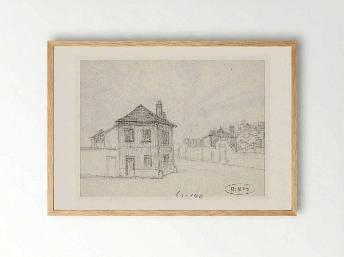Huizen aan de rand van de stad - Georges Michel - Framed Print Wood