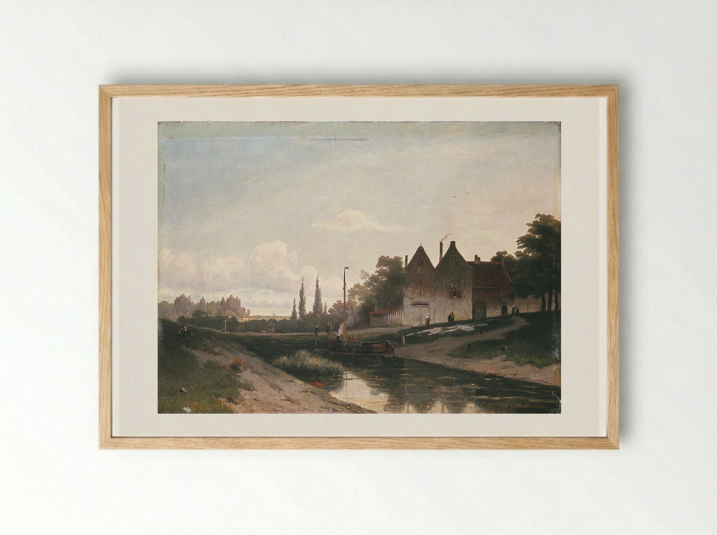 Huizen aan een kanaal - Jan Weissenbruch - Framed Print Wood