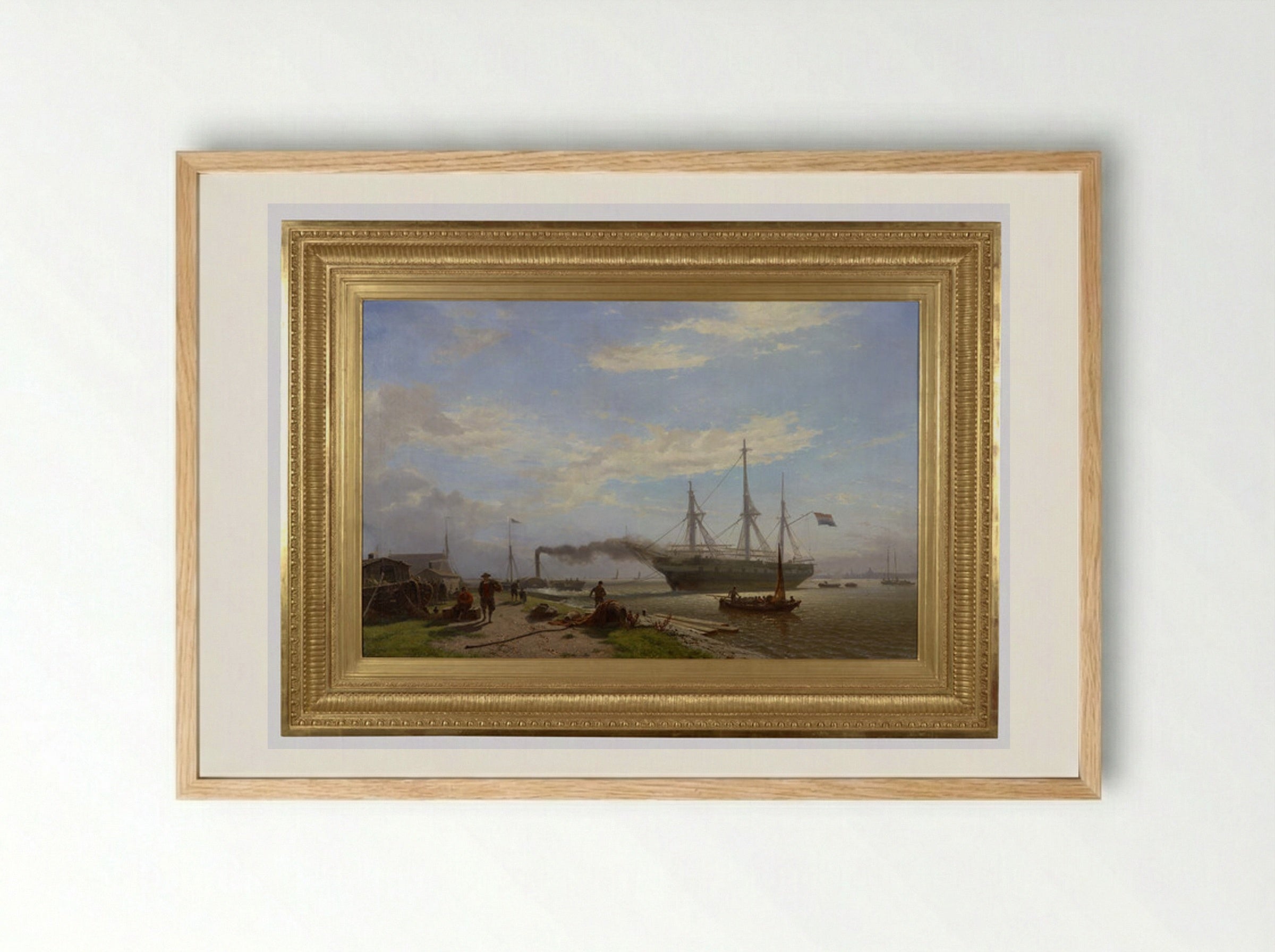 Huizen bij het strand - Willem Anthonie van Deventer - Framed Print Wood