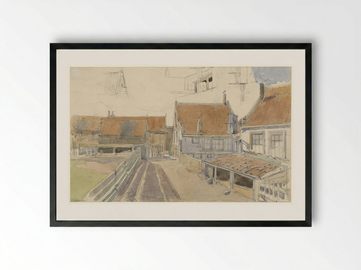 Huizen in de Vinkenbuurt, Amsterdam - Jan H.L. Hanau - Framed Print Black