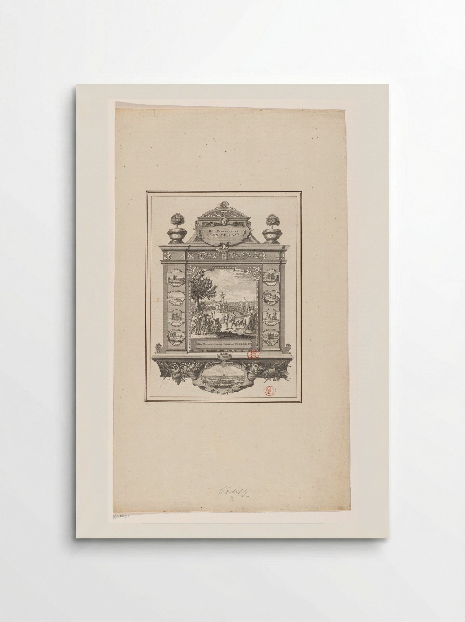 Huldiging van Cananefatenleider Brinio op het Huldtoneel - Hendrik de Leth - Poster