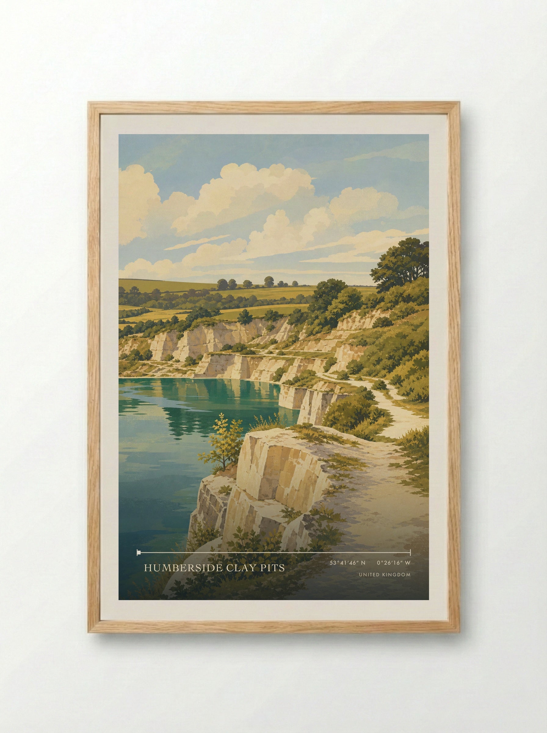 Humberside Clay Pits United Kingdom Travel Poster - Framed Print Wood