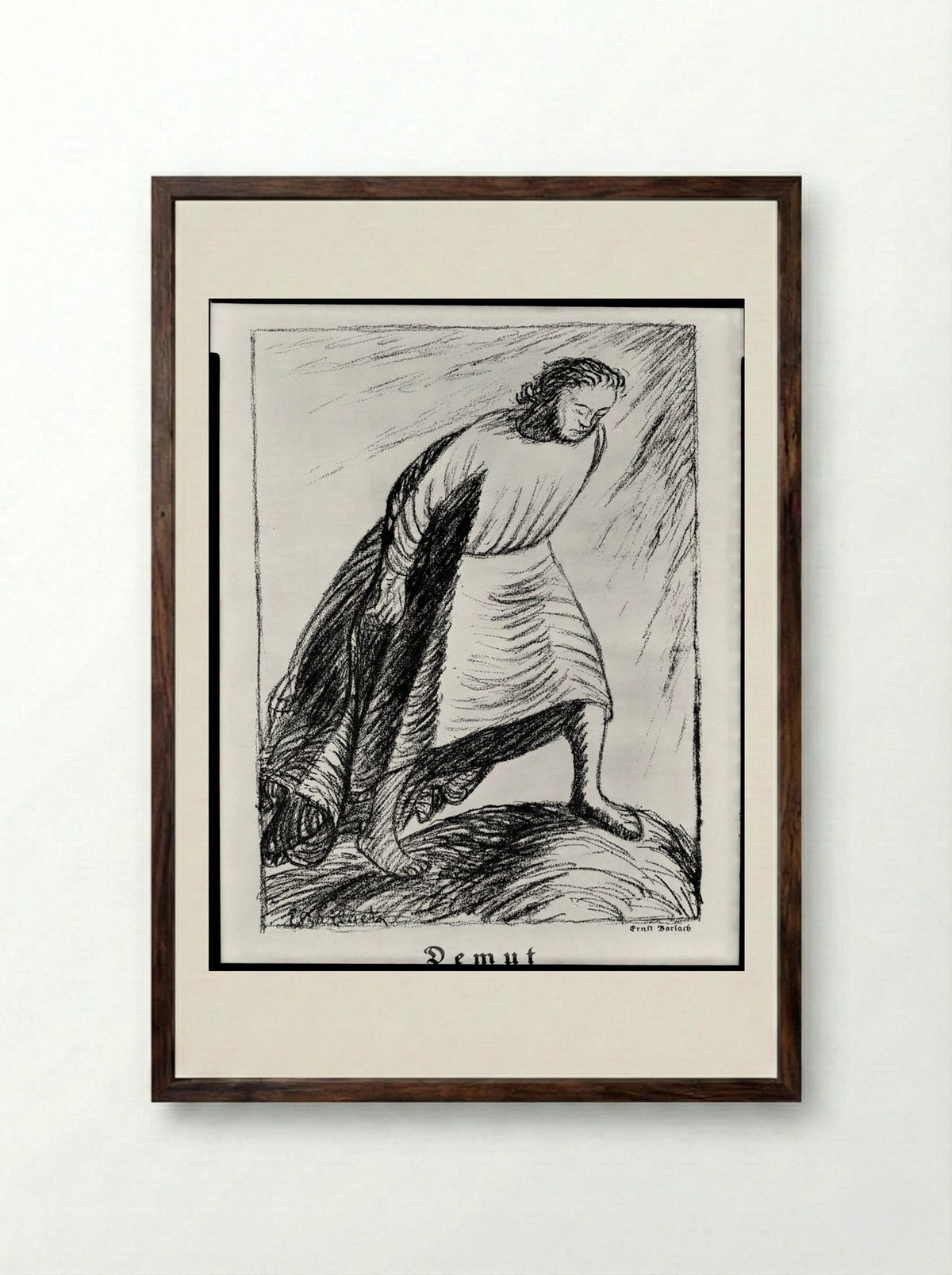 Humility (Demut) - Ernst Barlach - Framed Print Dark Wood