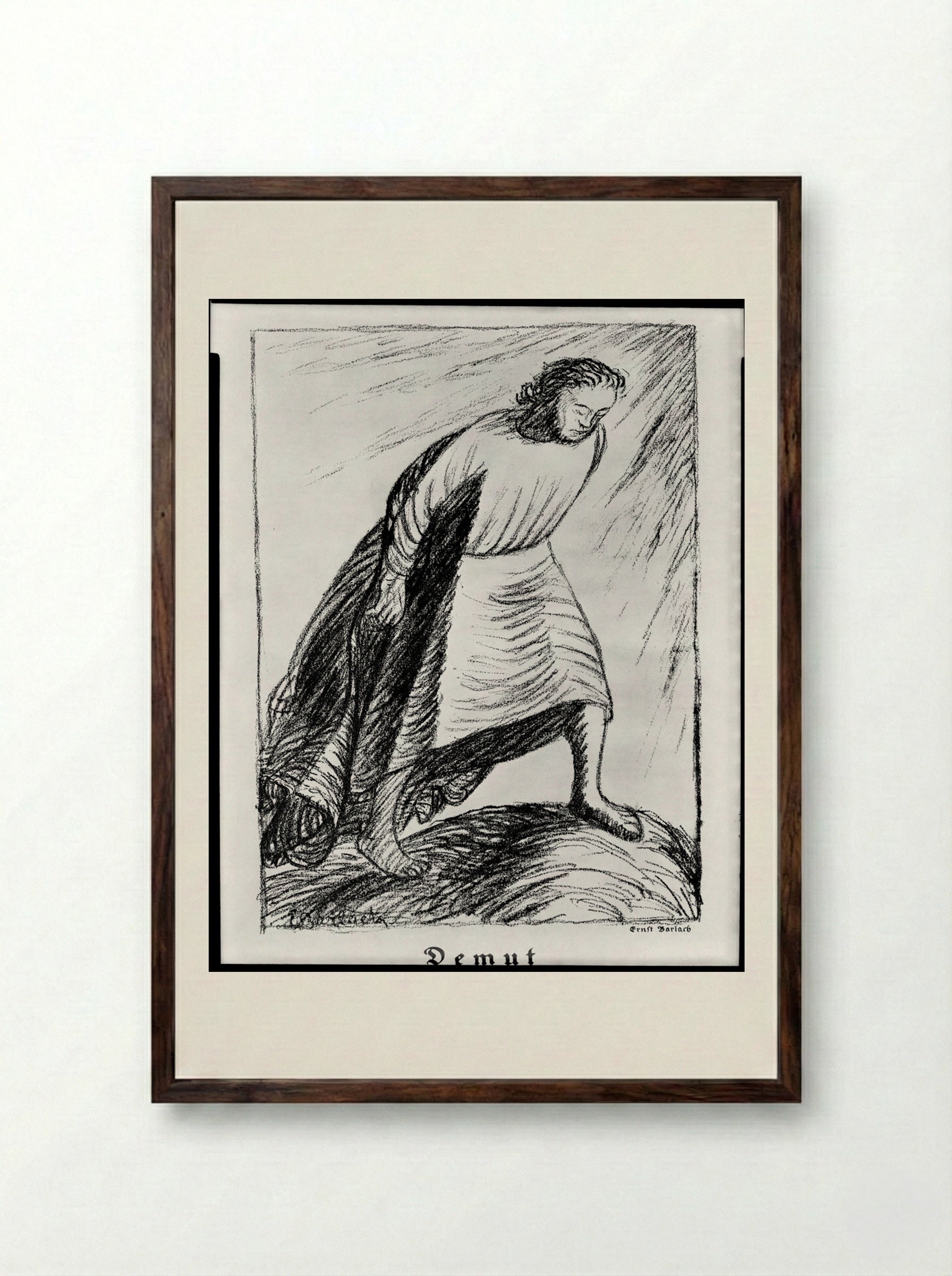 Humility (Demut) - Ernst Barlach - Framed Print Dark Wood