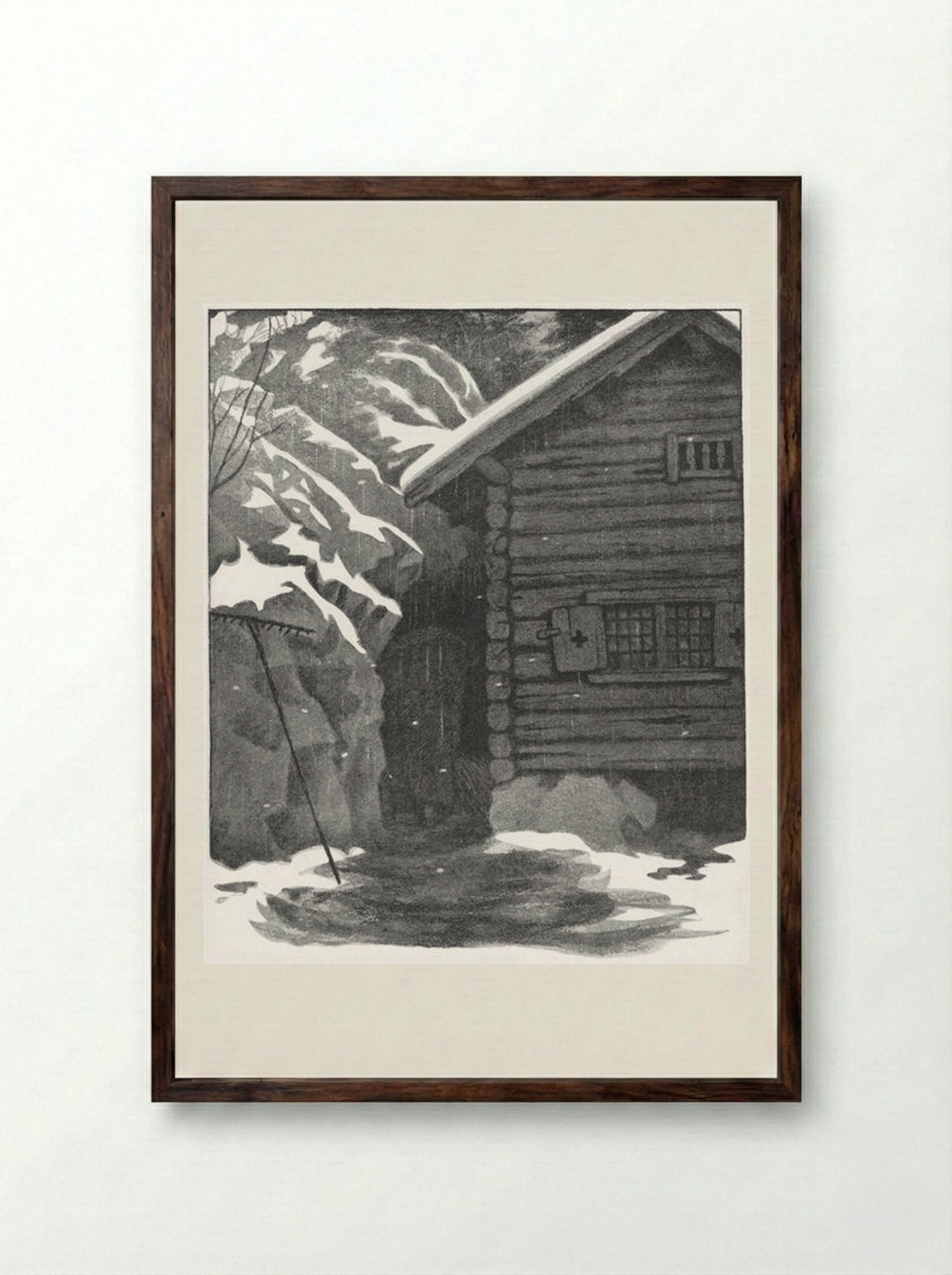 Hun Soper Hver Krok - Theodor Severin Kittelsen - Framed Print Dark Wood