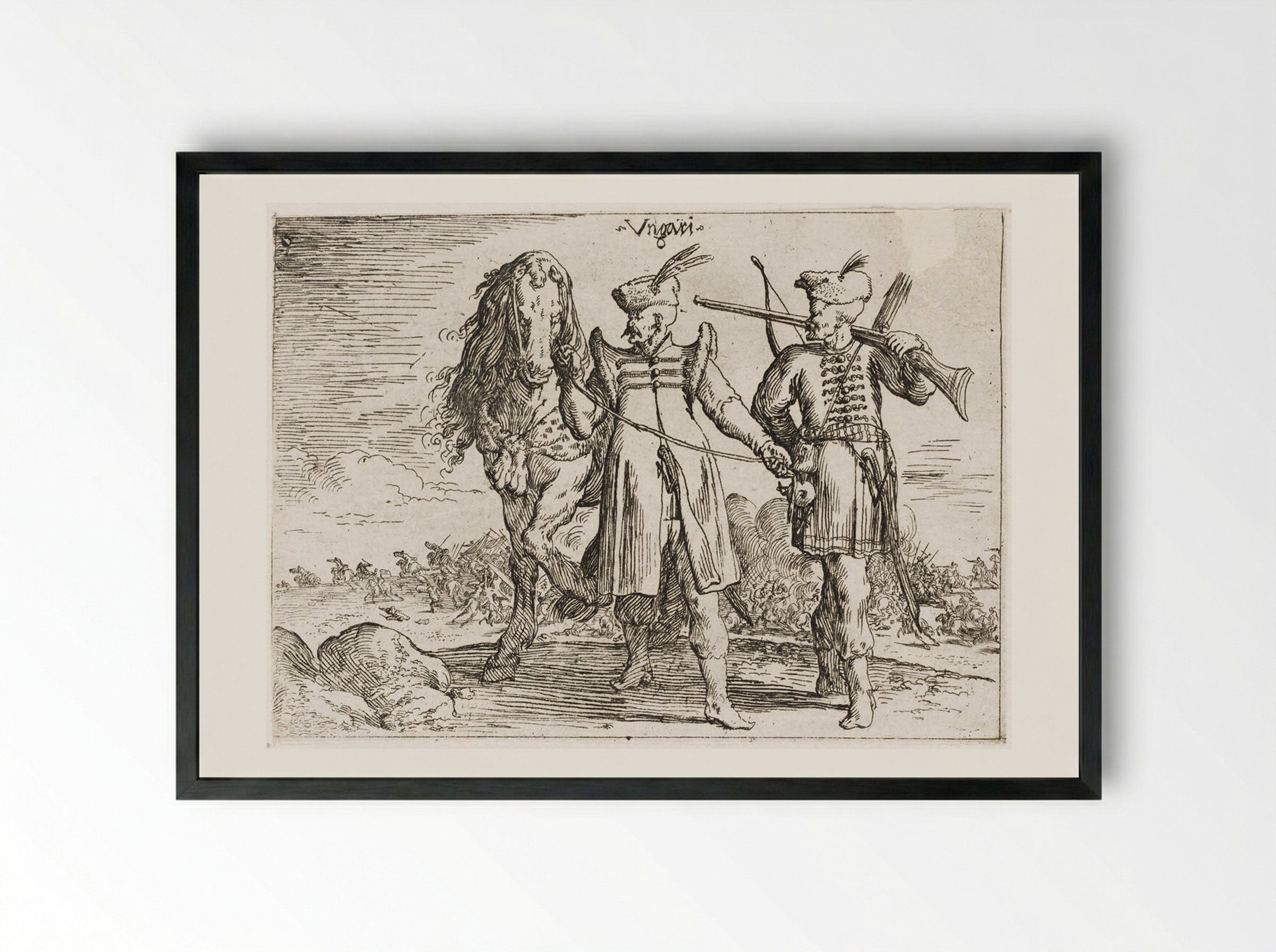 Hungarian Costumes - Johann Wilhelm Baur - Framed Print Black