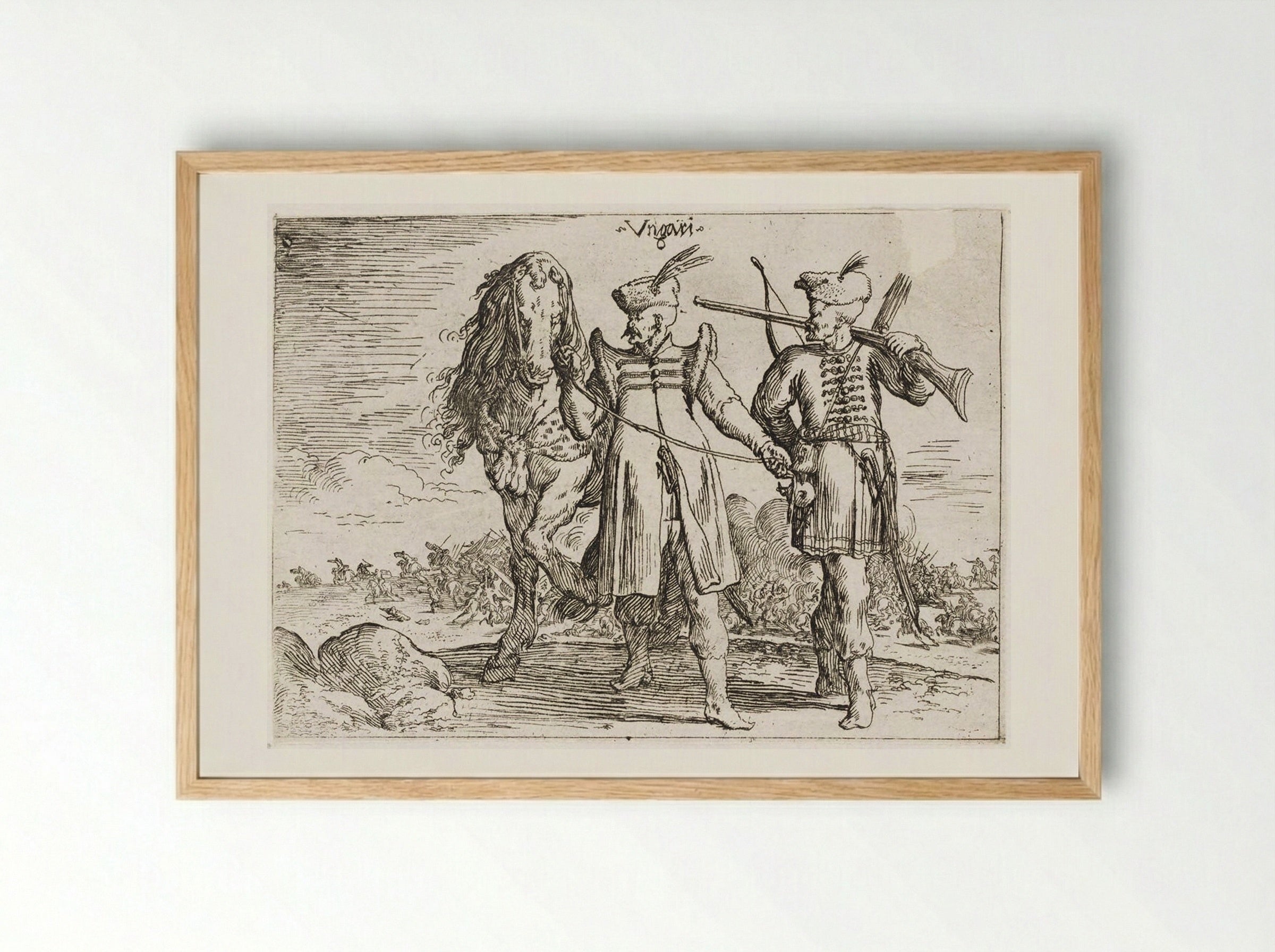 Hungarian Costumes - Johann Wilhelm Baur - Framed Print Wood