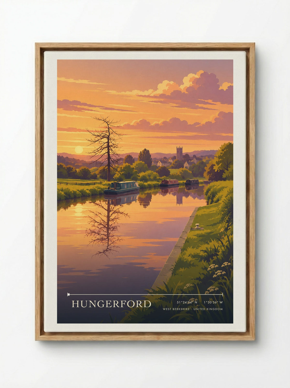 Hungerford, West Berkshire | Travel Poster - Framed Canvas Wood
