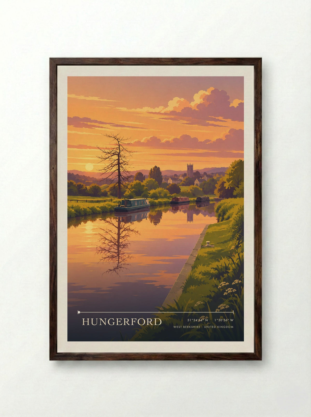 Hungerford, West Berkshire | Travel Poster - Framed Print Dark Wood