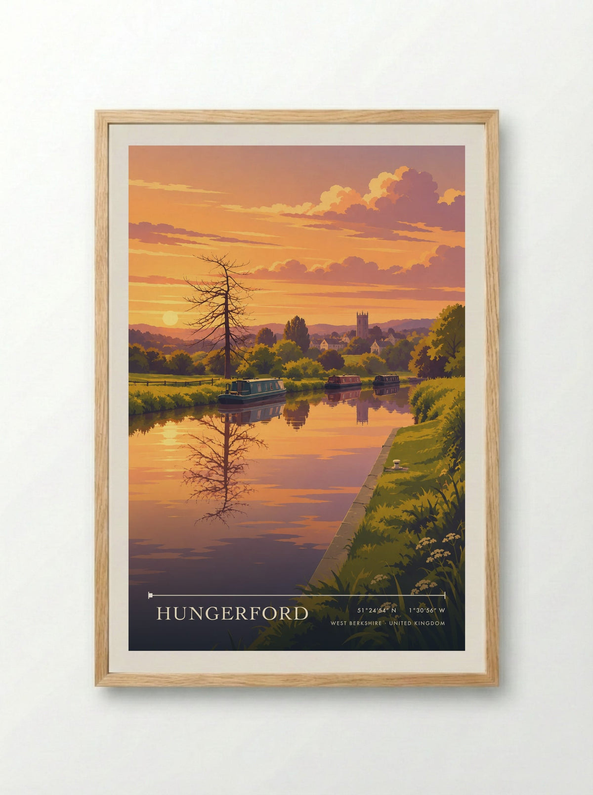 Hungerford, West Berkshire | Travel Poster - Framed Print Wood