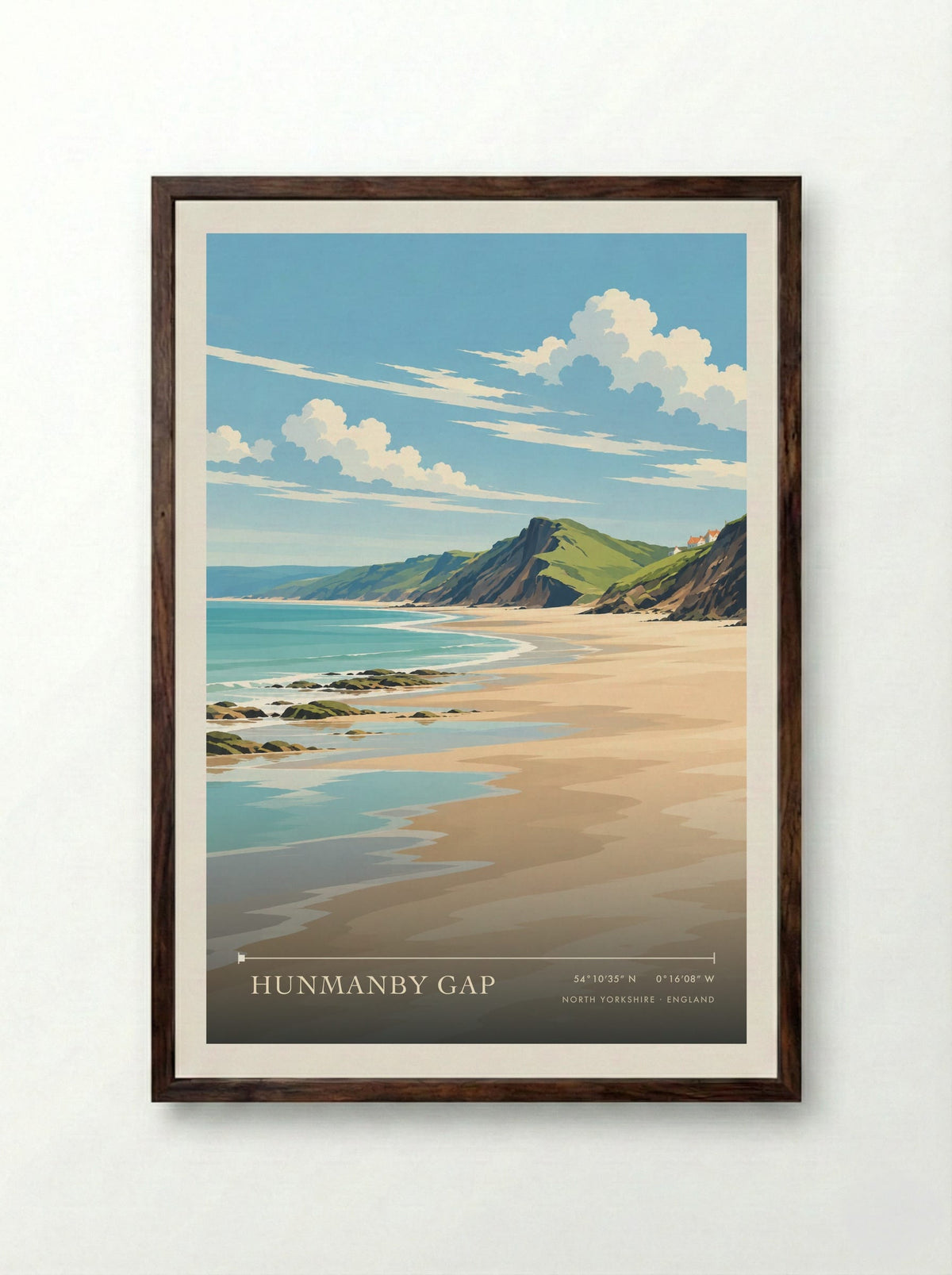 Hunmanby Gap, North Yorkshire | Travel Poster - Framed Print Dark Wood