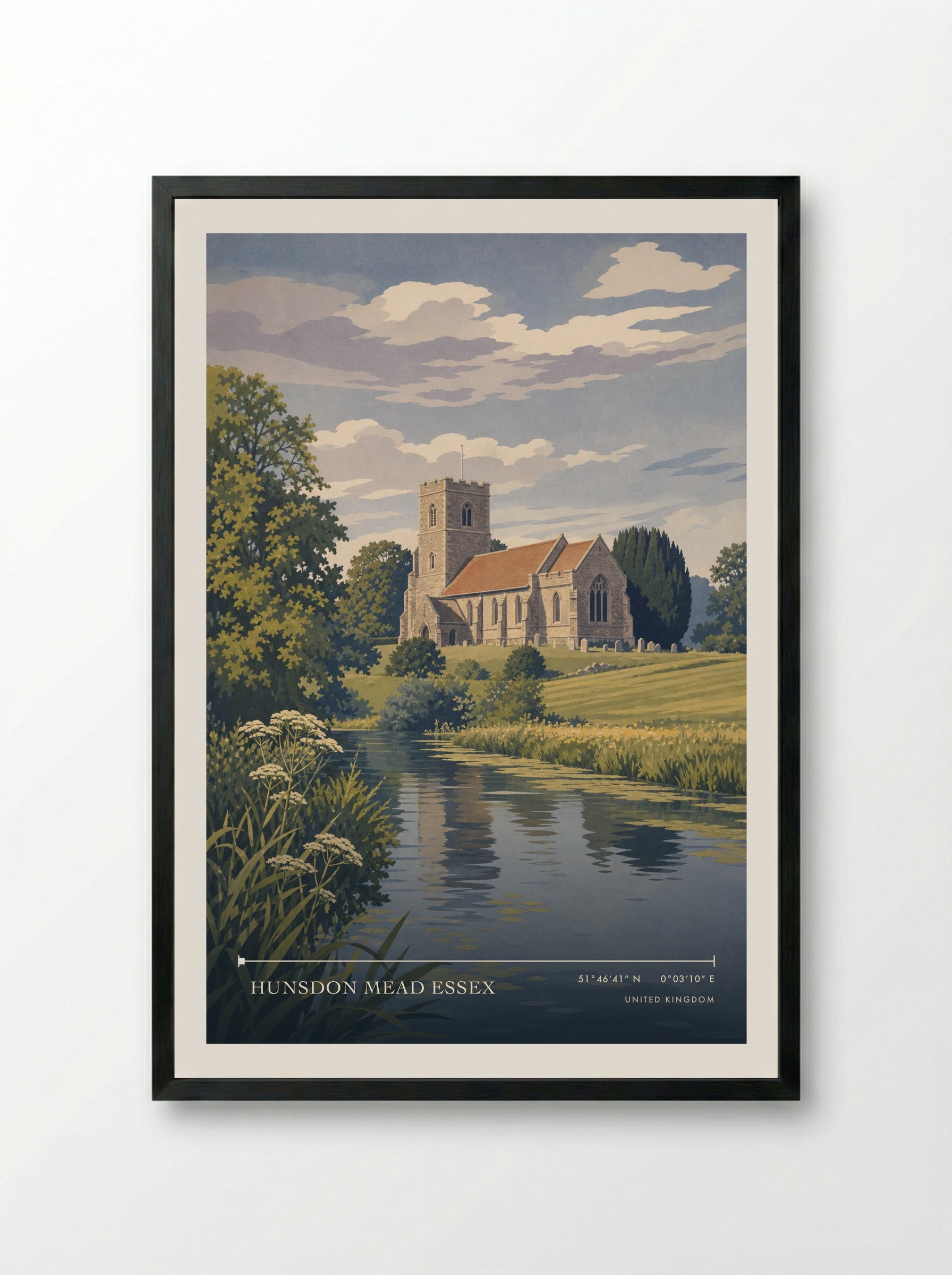 Hunsdon Mead Essex United Kingdom Travel Poster - Framed Print Black