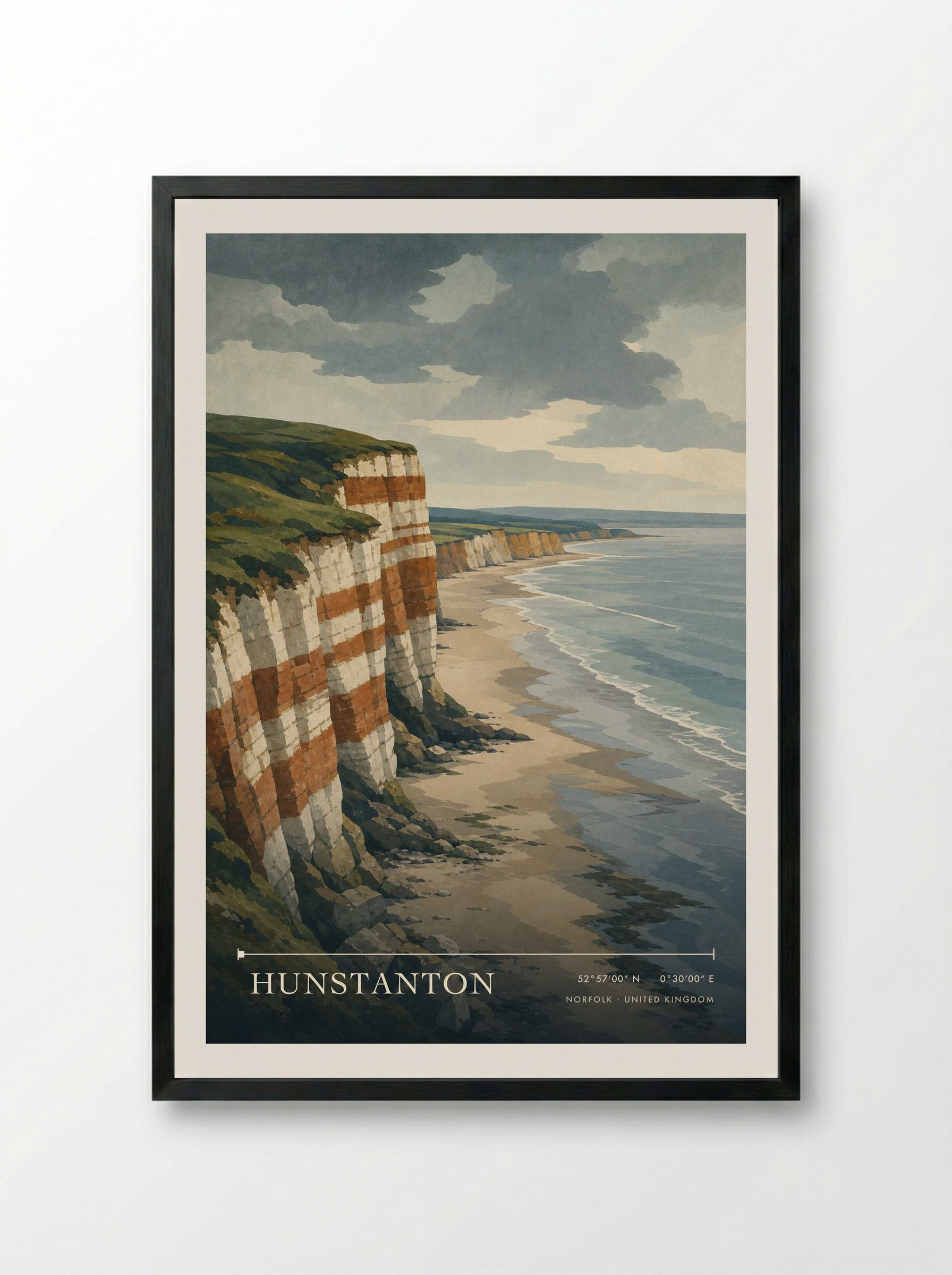 Hunstanton Norfolk United Kingdom Travel Poster - Framed Print Black