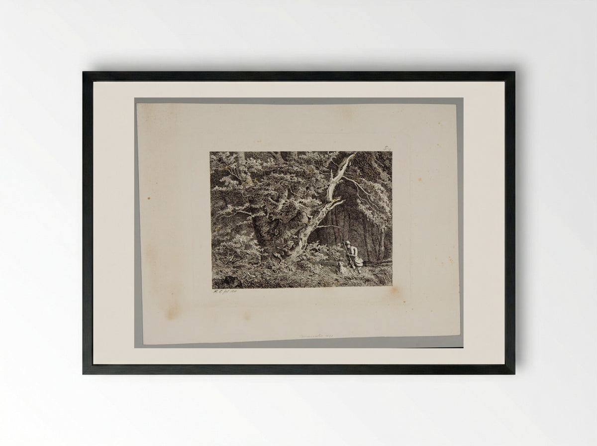 Hunter - Johann Hermann Carmiencke - Framed Print Black