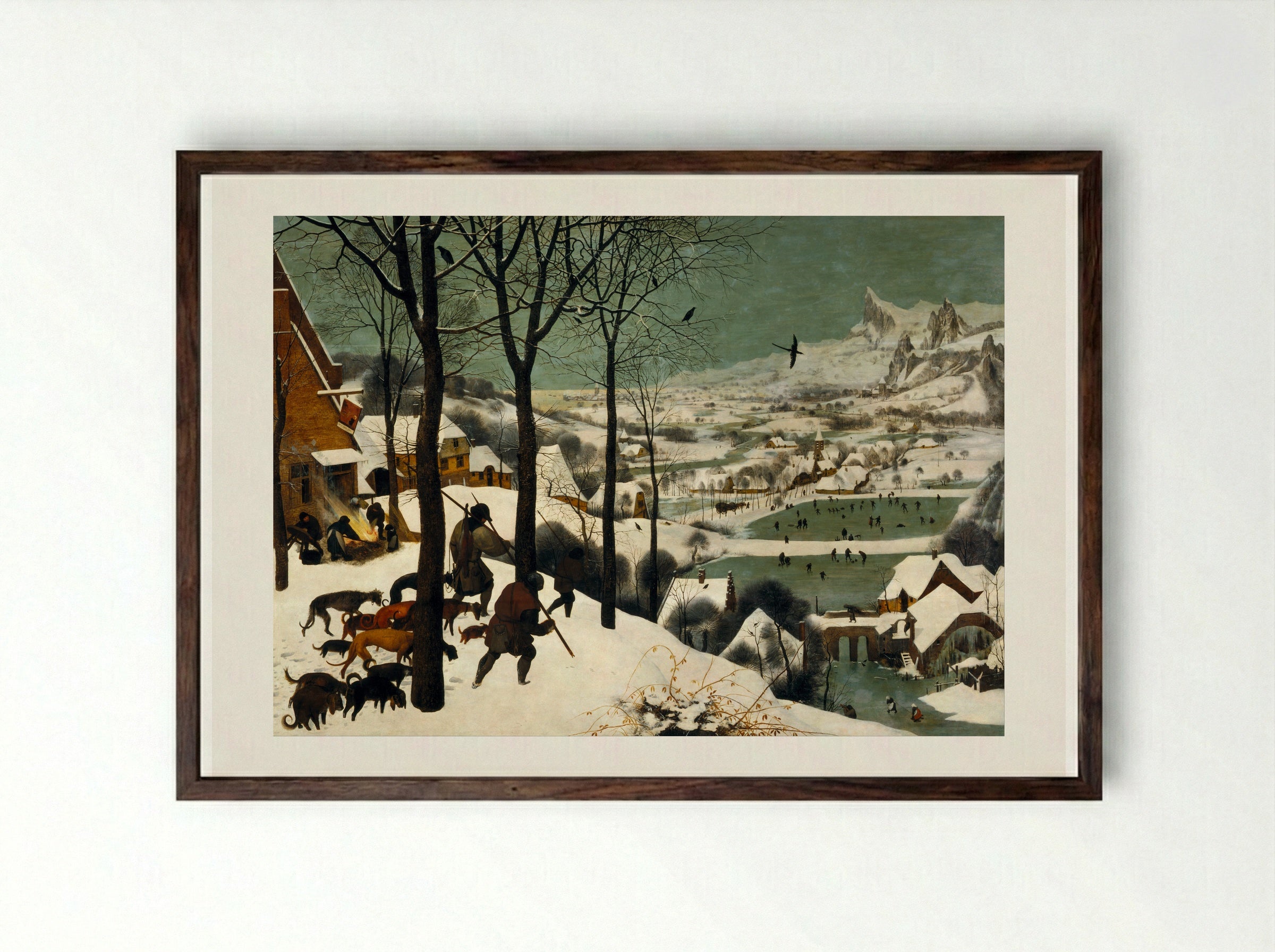 Hunters in the Snow - Pieter Bruegel the Elder - Framed Print Dark Wood
