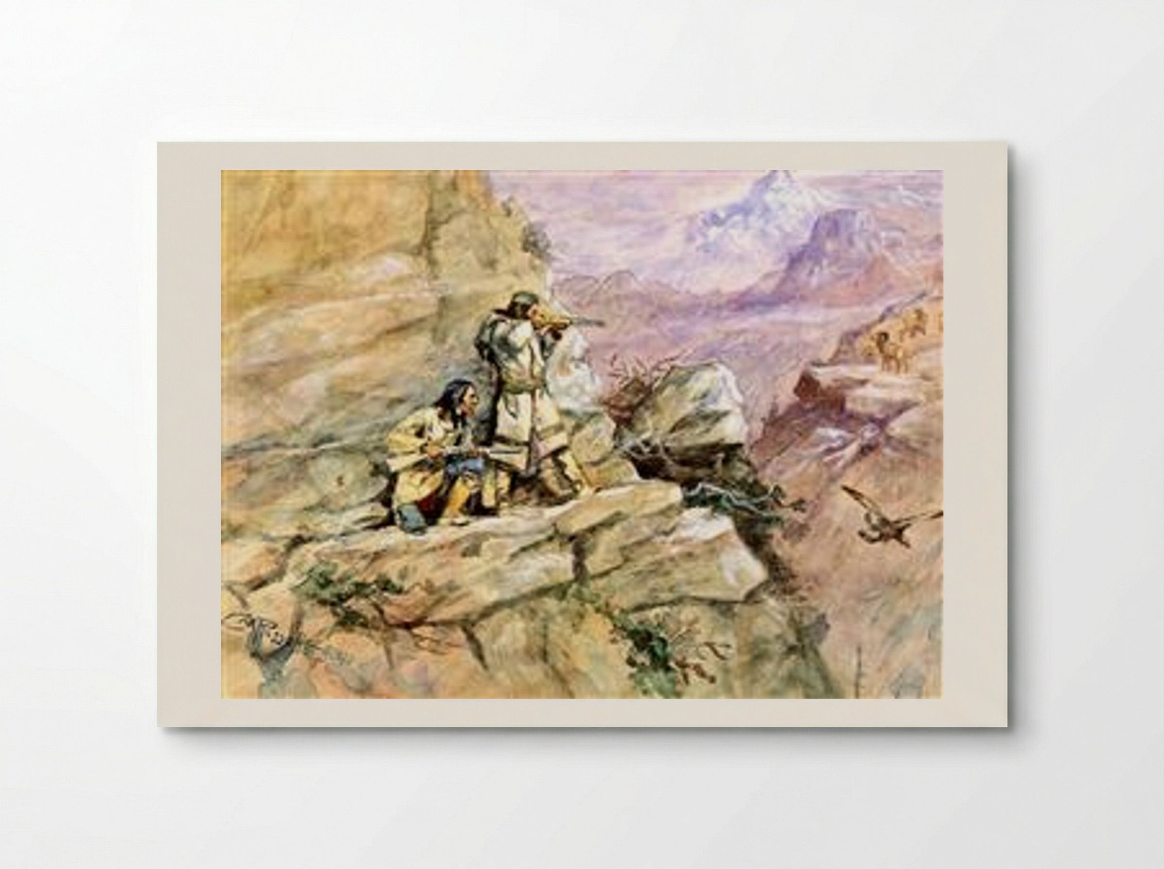 Hunting Big Horn Sheep - Charles M. Russell - Poster