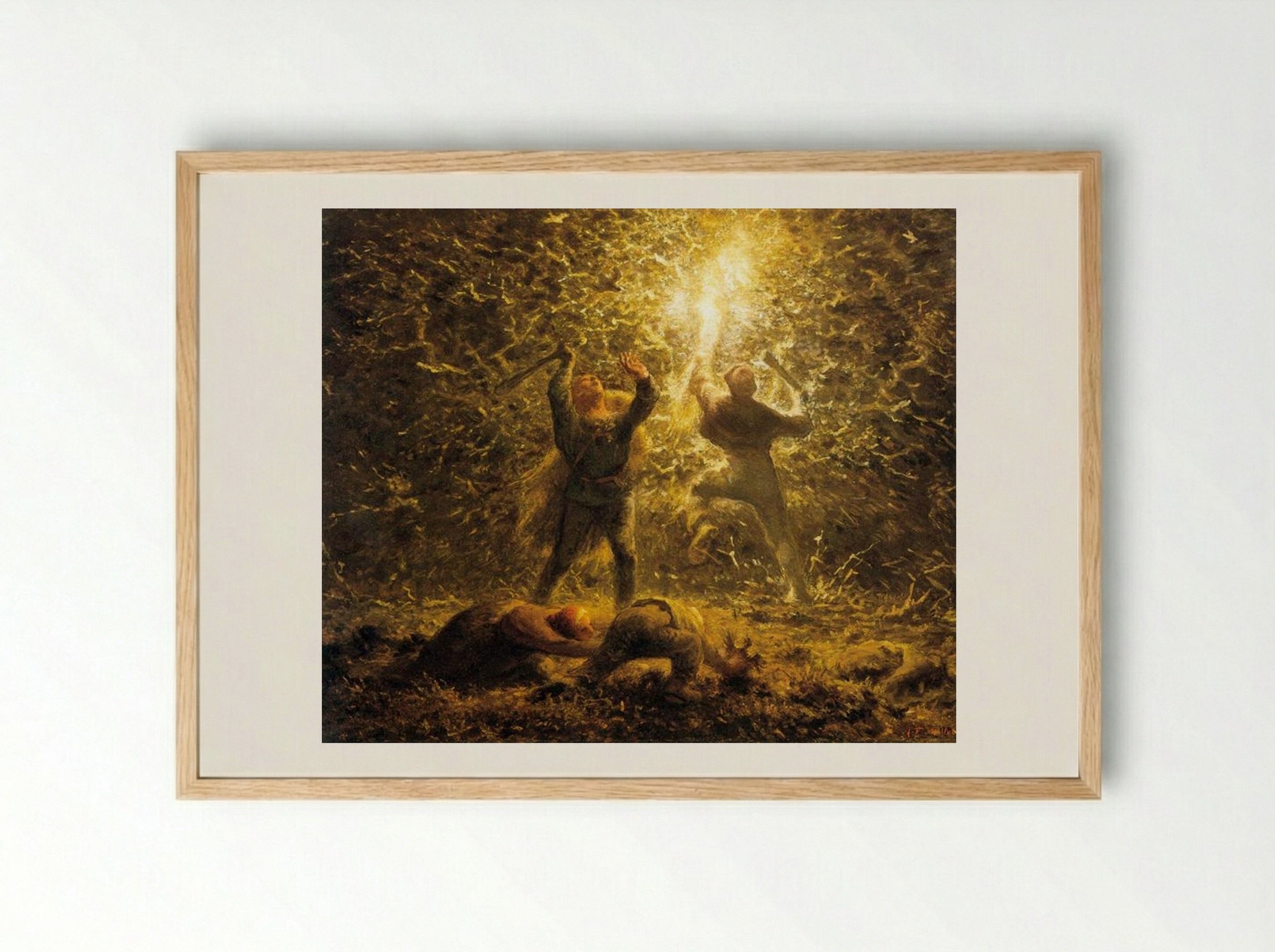 Hunting Birds at Night - Jean-Francois Millet - Framed Print Wood