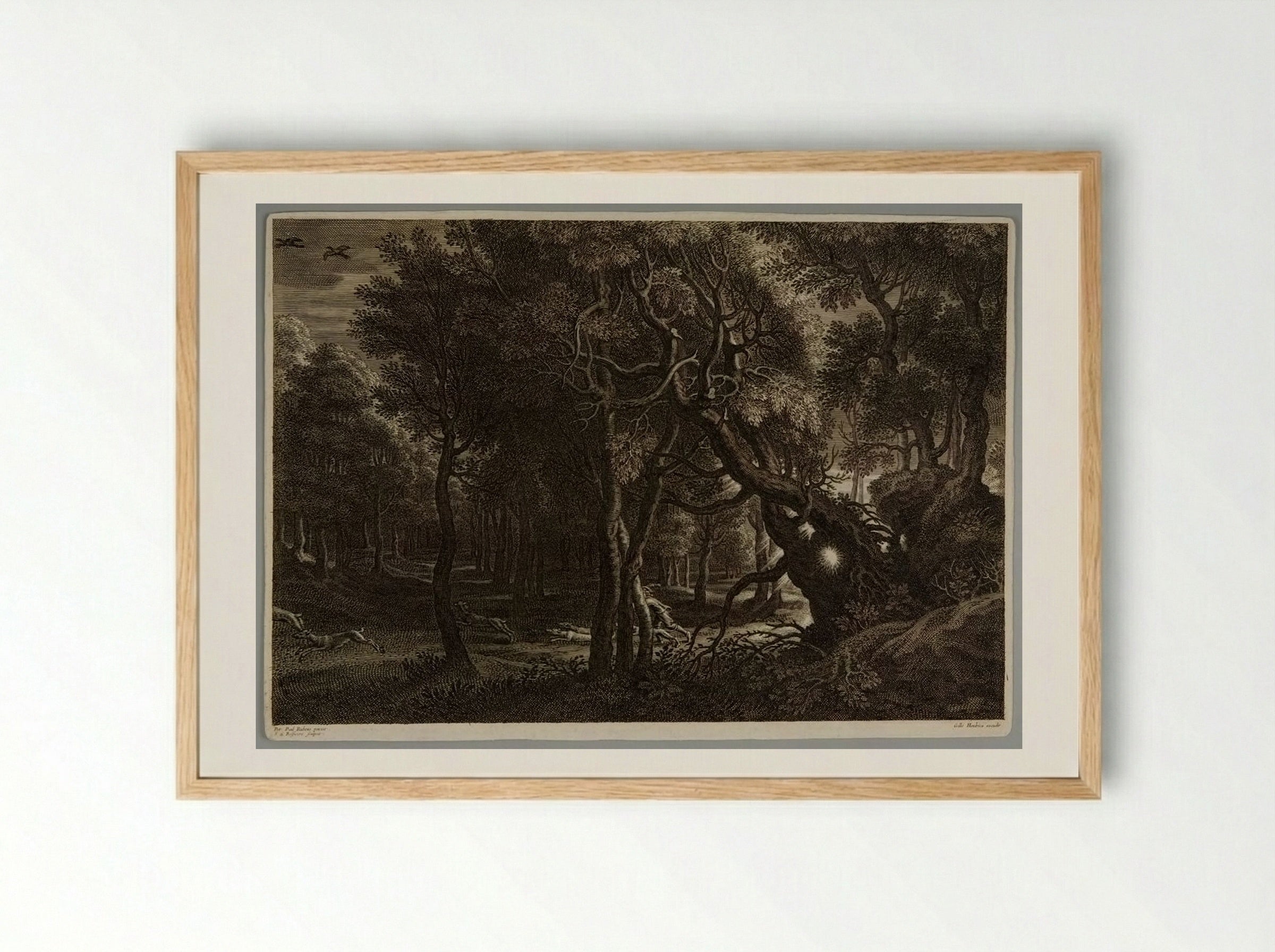 Hunting Scene in a Forest - Schelte Adamsz. Bolswert - Framed Print Wood