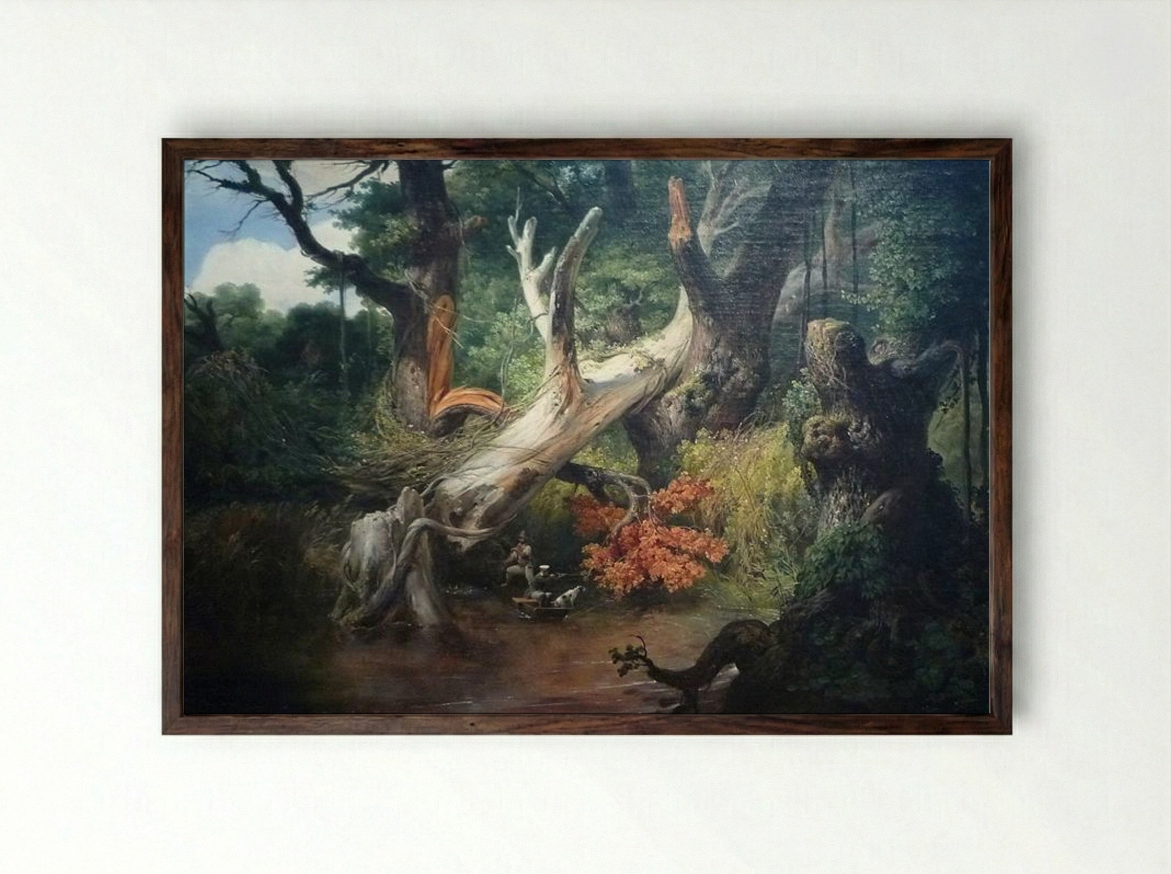 Hunting in the Pontine Marshes - Horace Vernet - Framed Print Dark Wood