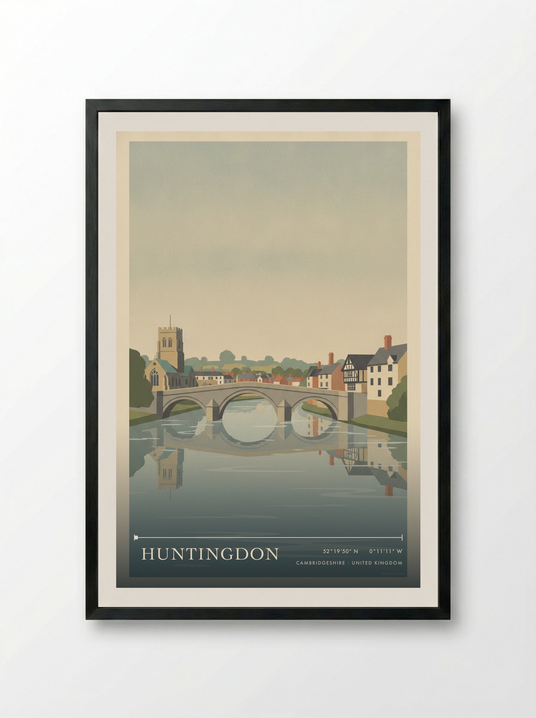 Huntingdon Cambridgeshire United Kingdom Travel Poster - Framed Print Black