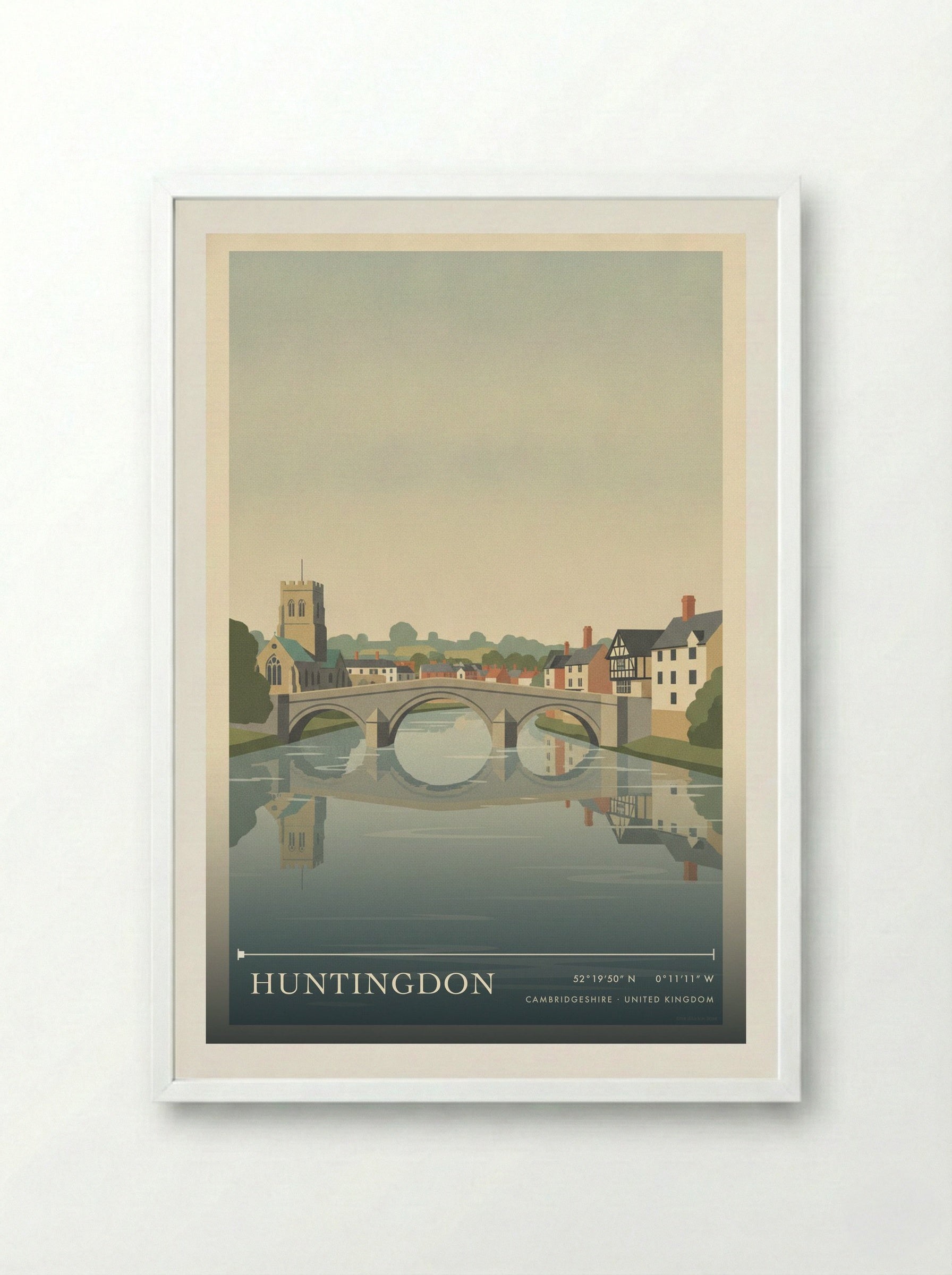 Huntingdon Cambridgeshire United Kingdom Travel Poster - Framed Print White