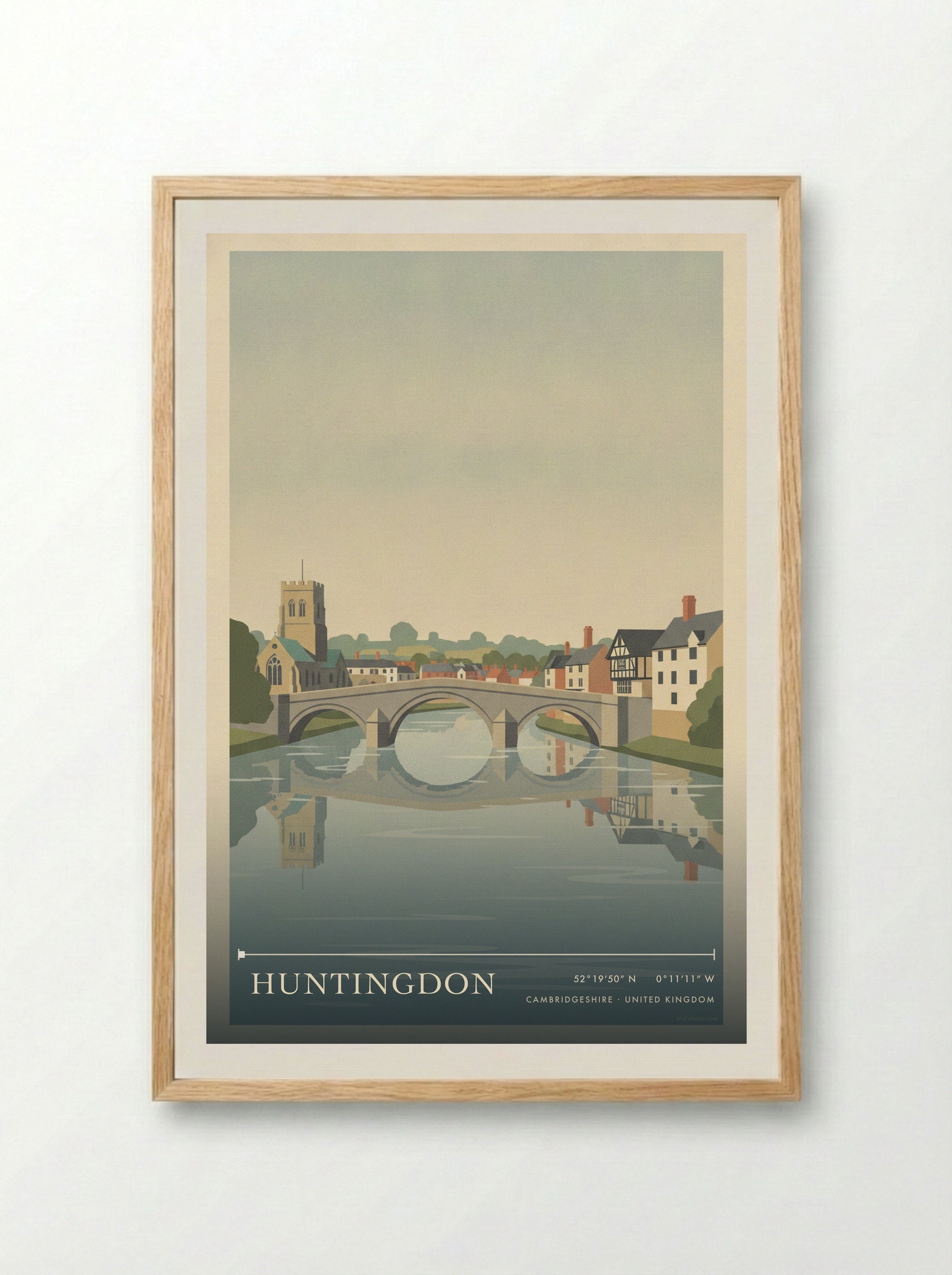 Huntingdon Cambridgeshire United Kingdom Travel Poster - Framed Print Wood