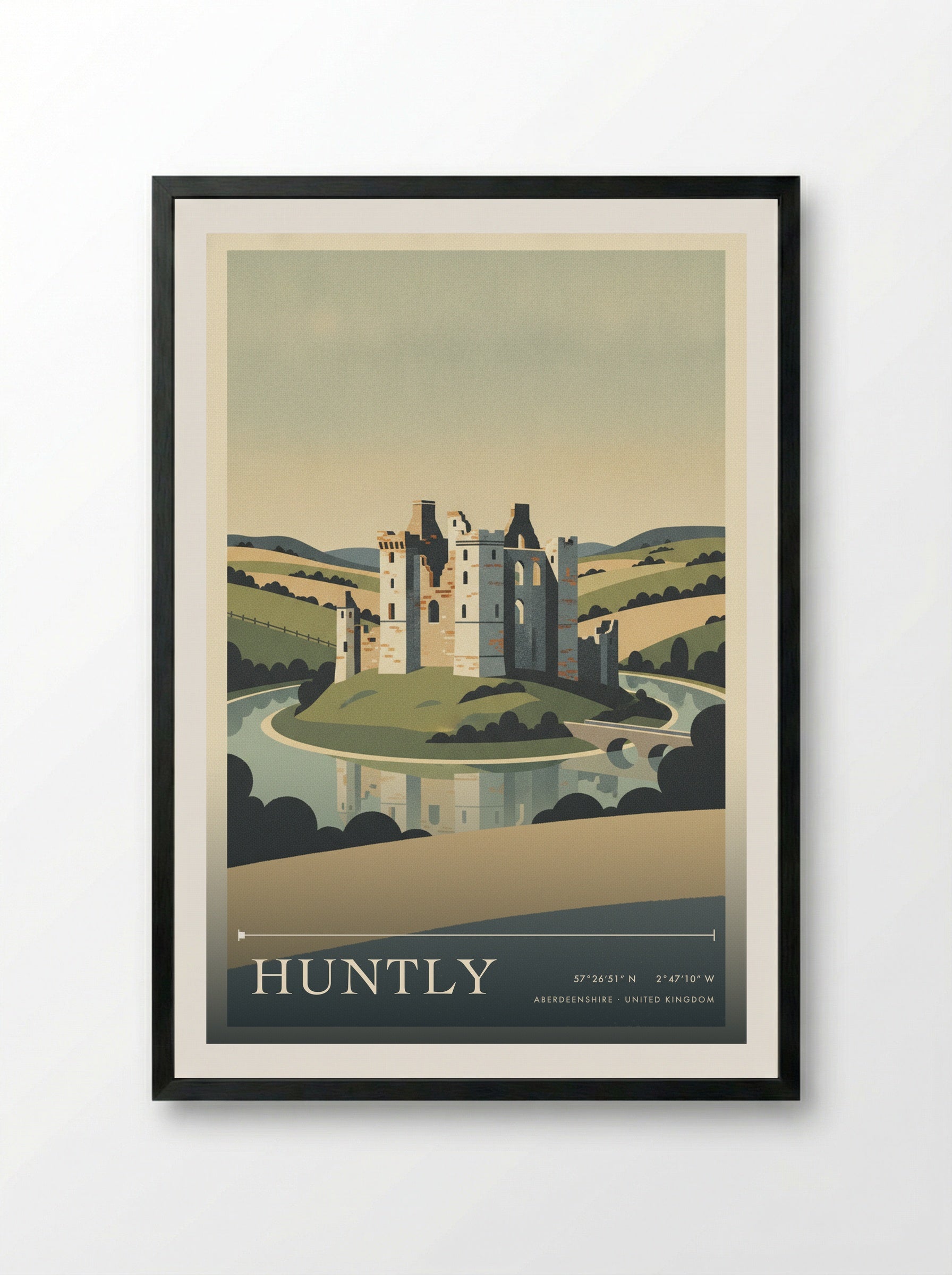 Huntly Aberdeenshire United Kingdom Travel Poster - Framed Print Black