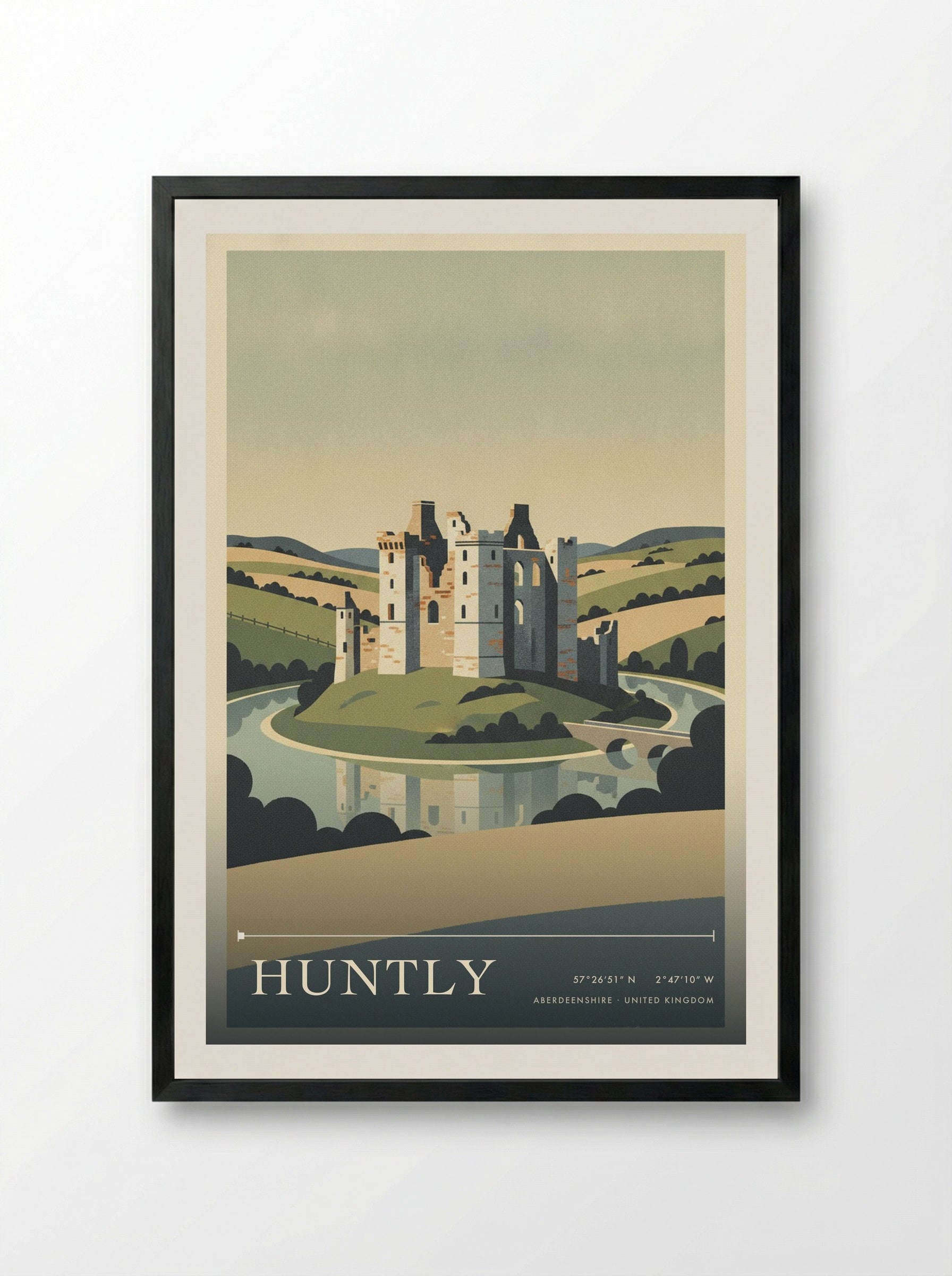 Huntly Aberdeenshire United Kingdom Travel Poster - Framed Print Black