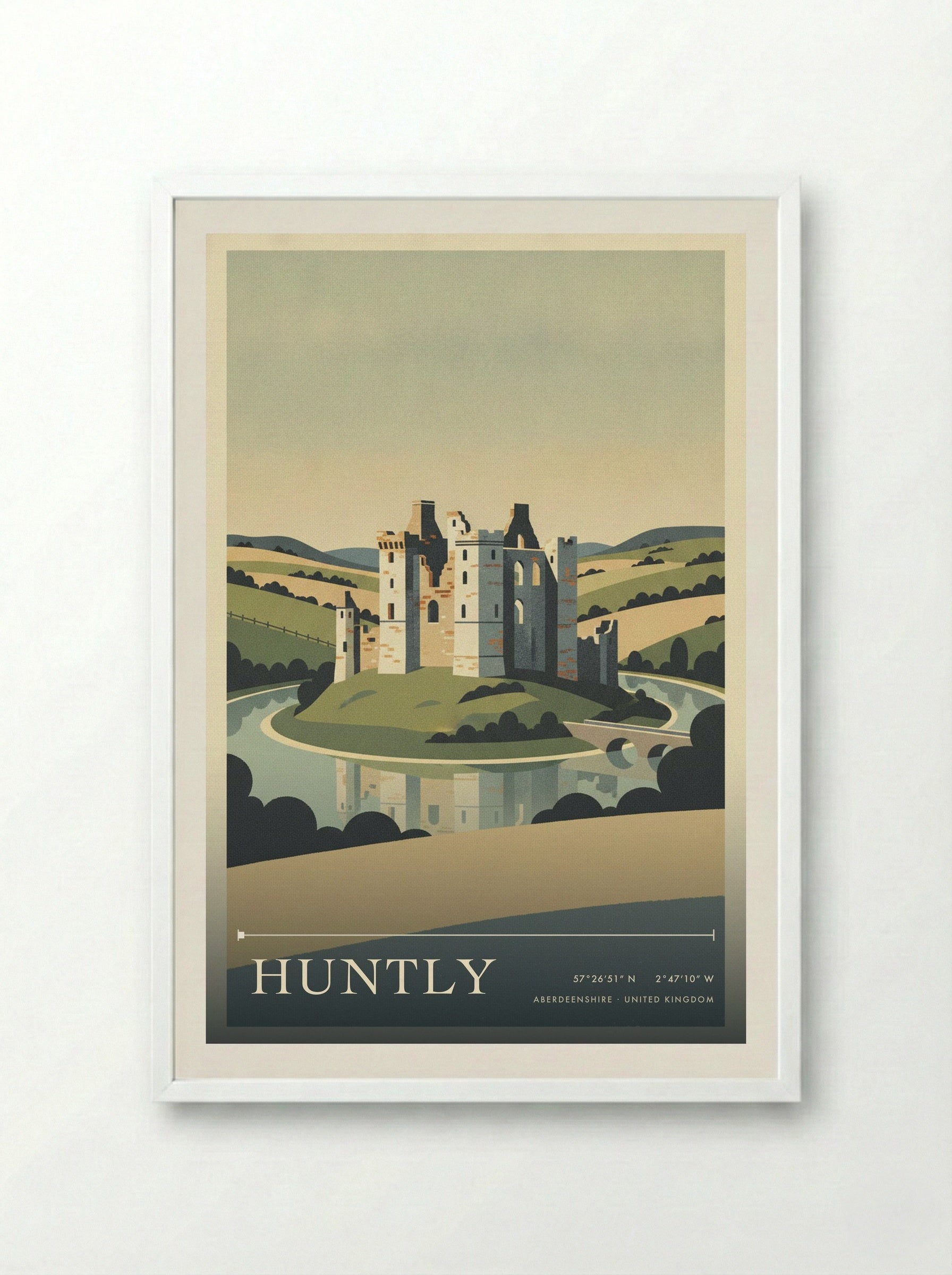 Huntly Aberdeenshire United Kingdom Travel Poster - Framed Print White
