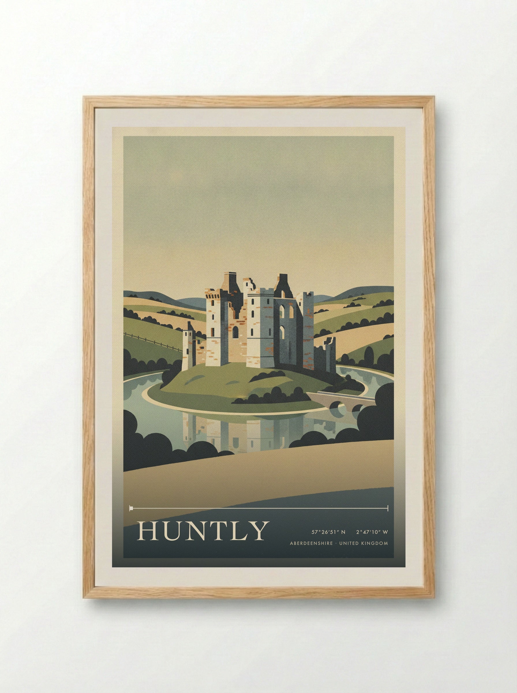 Huntly Aberdeenshire United Kingdom Travel Poster - Framed Print Wood