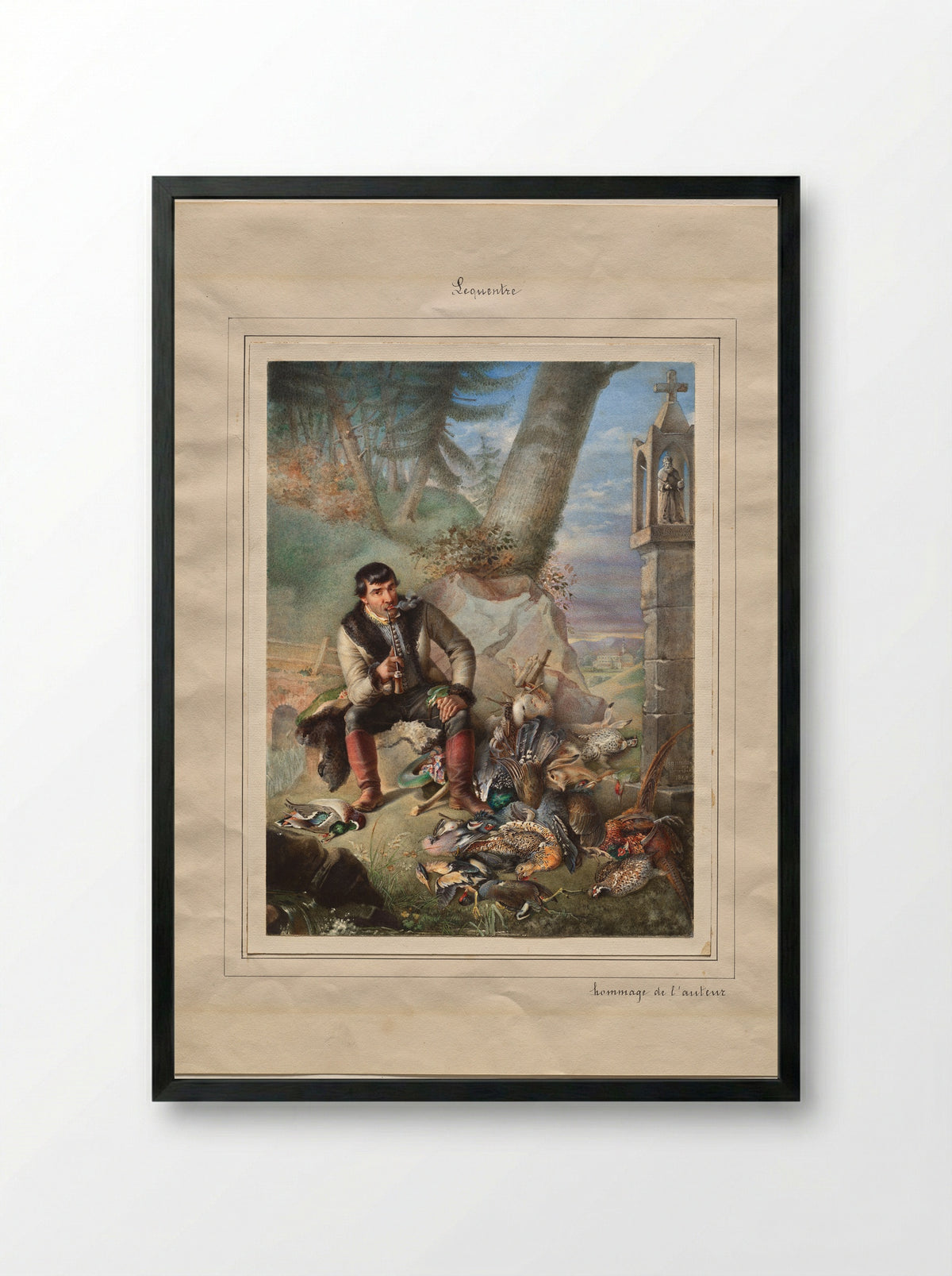 Huntsman with Trophies - Hippolyte Lequeutre - Framed Print Black