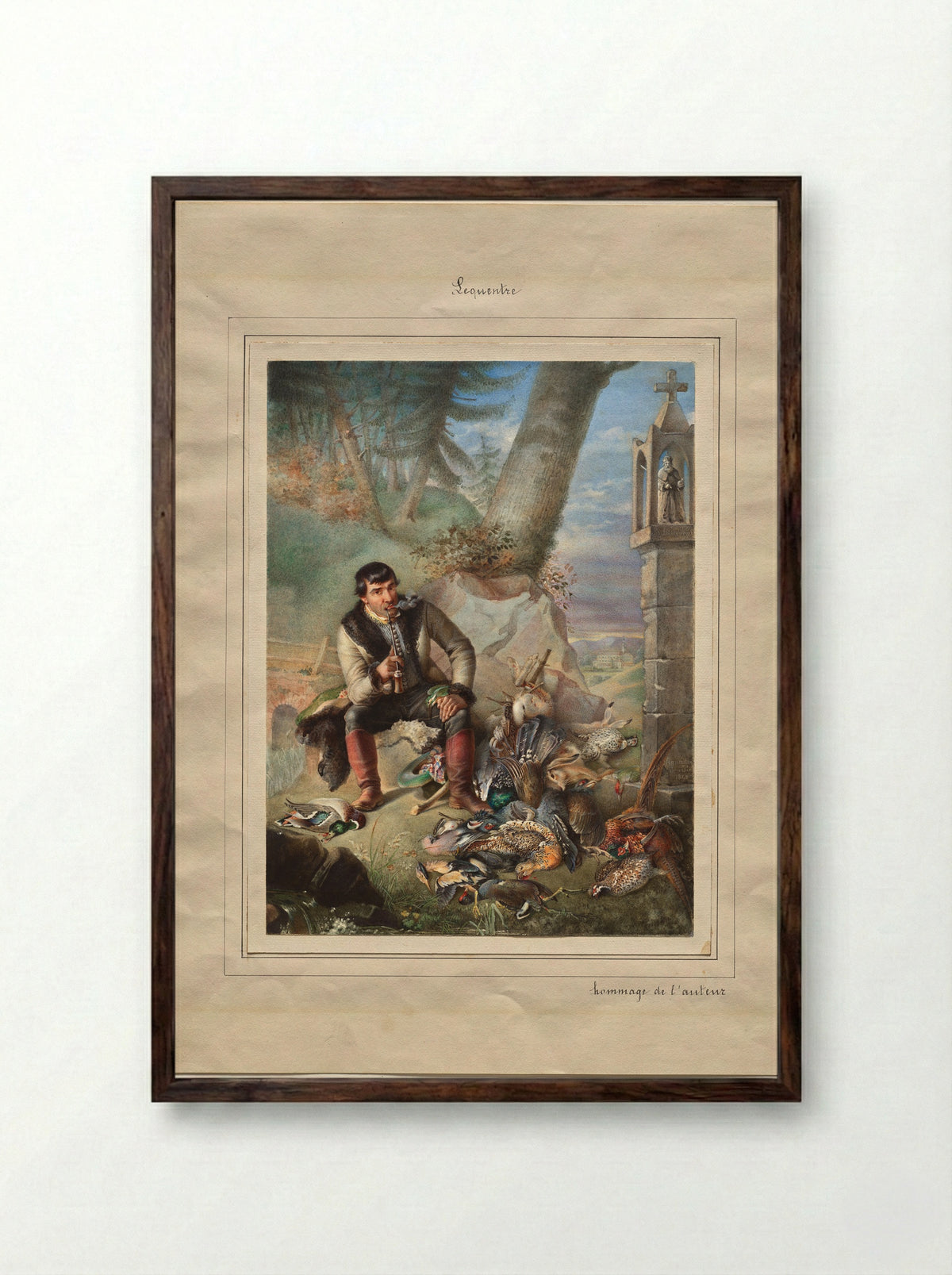 Huntsman with Trophies - Hippolyte Lequeutre - Framed Print Dark Wood