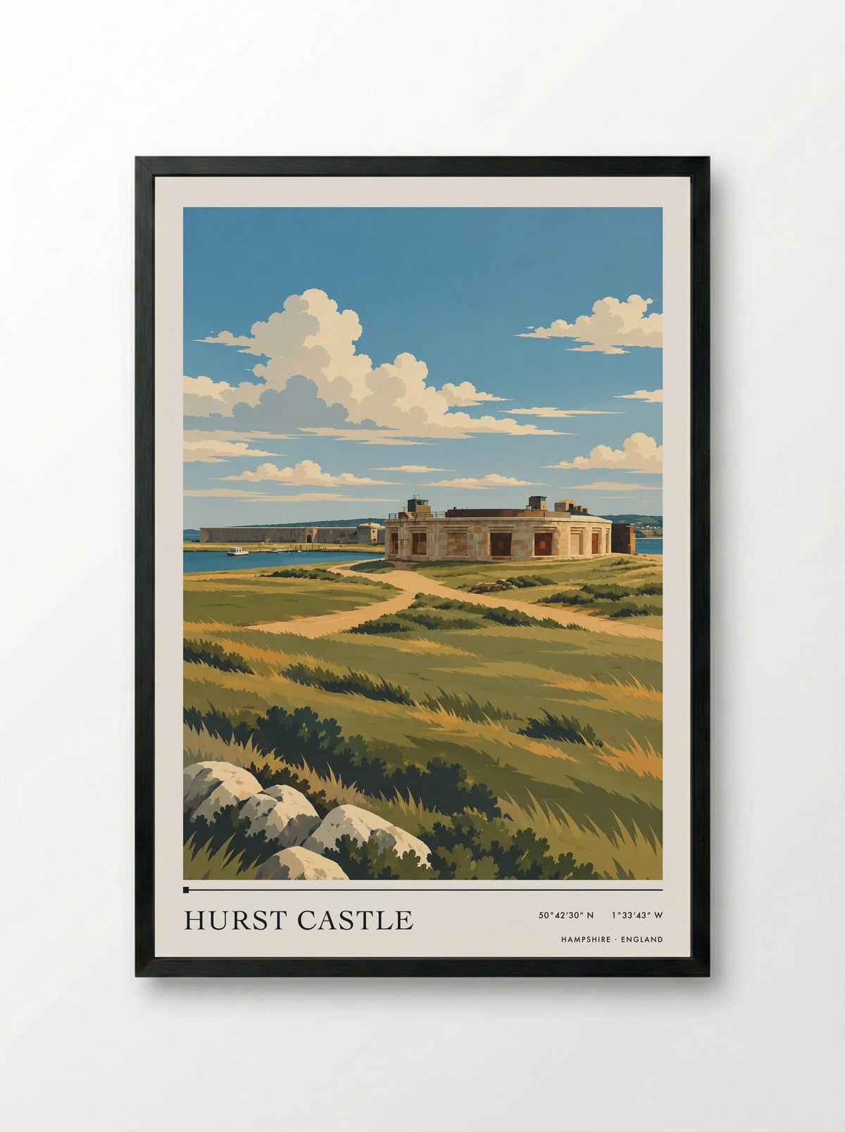 Hurst Castle, Hampshire | Travel Poster - Framed Print Black