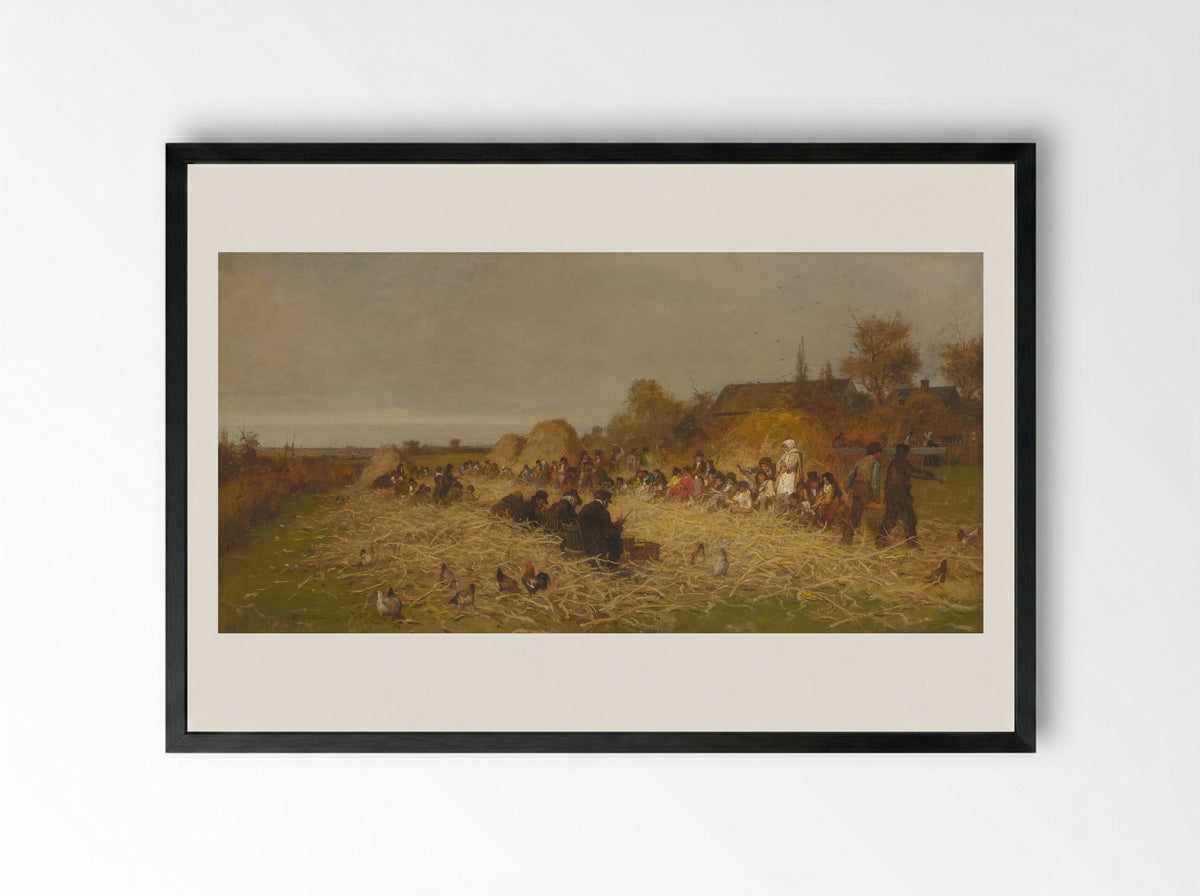 Husking Bee, Island of Nantucket - Eastman Johnson - Framed Print Black