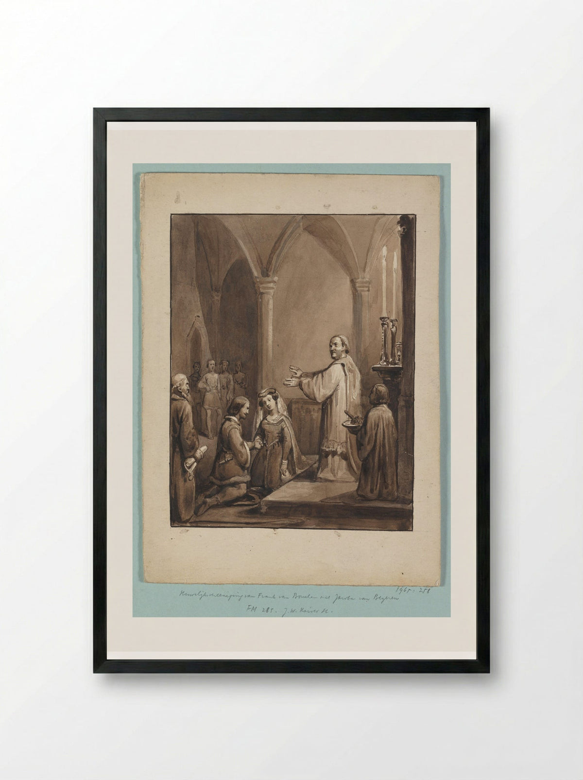 Huwelijk van Jacoba van Beieren en Frank van Borselen - Johann Wilhelm Kaiser (I) - Framed Print Black