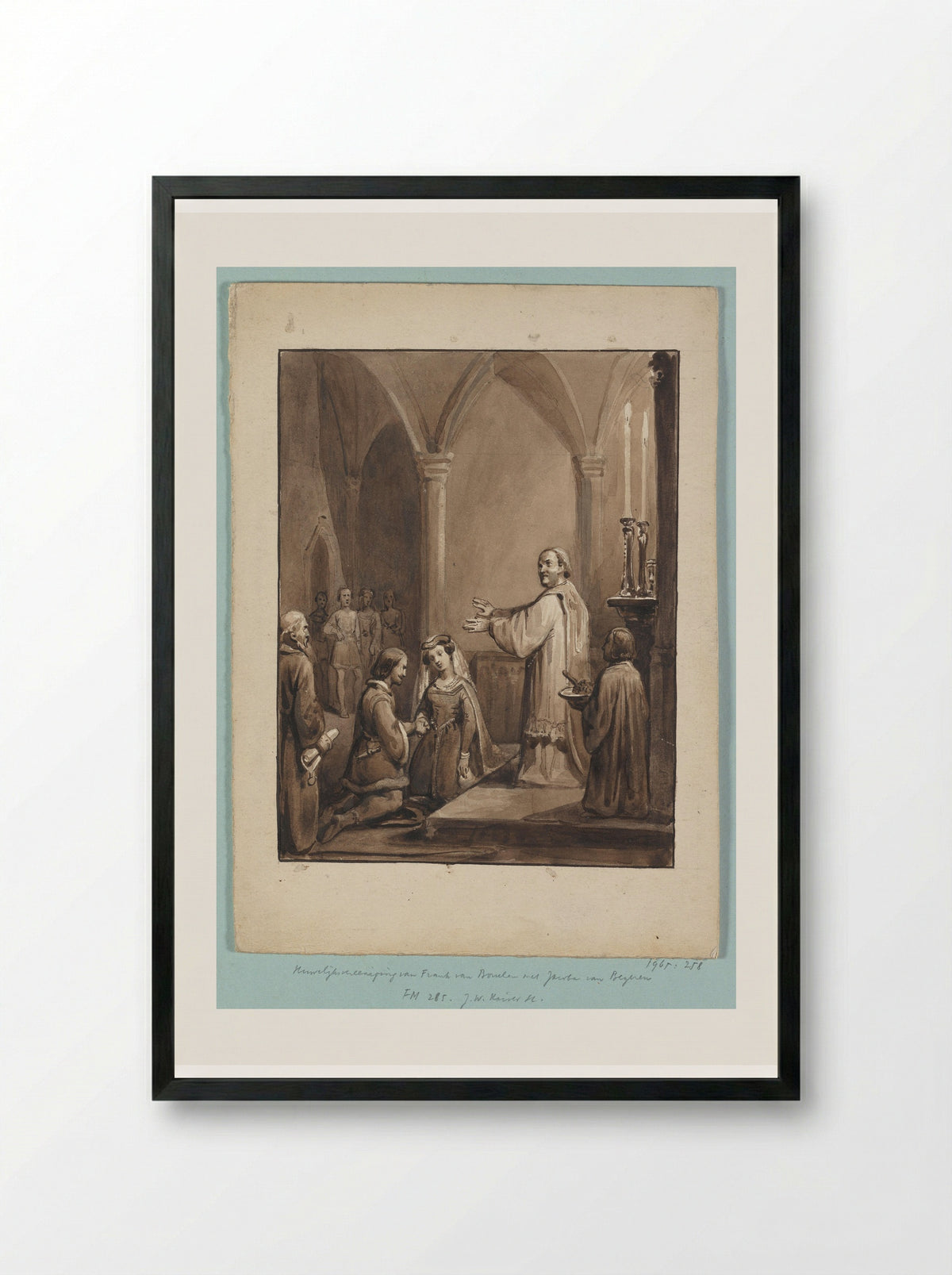 Huwelijk van Jacoba van Beieren en Frank van Borselen - Johann Wilhelm Kaiser (I) - Framed Print Black