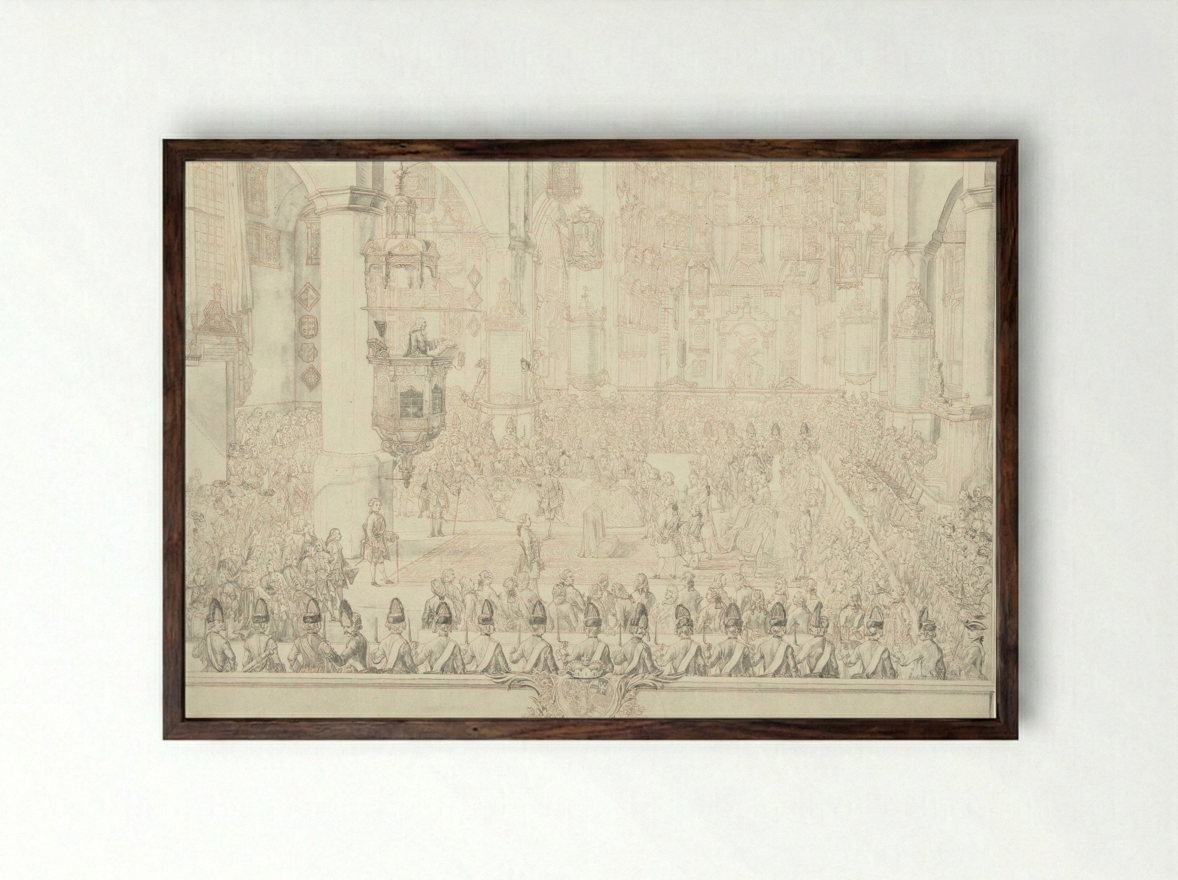 Huwelijk van Karel Christiaan van Nassau-Weilburg met prinses Carolina - Tethart Philip Christian Haag - Framed Print Dark Wood
