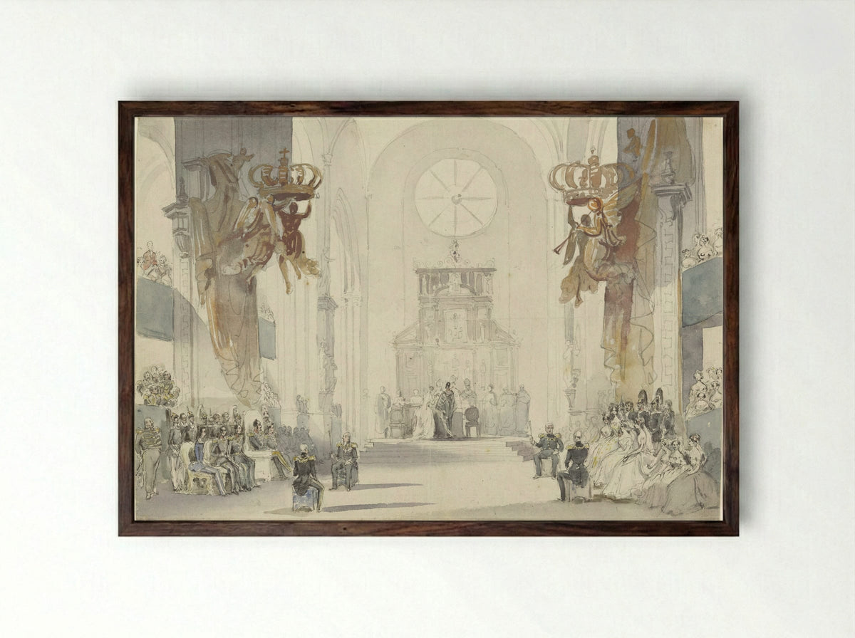 Huwelijk van prinses Louise met prins Karel van Zweden - Fritz Ludwig von Dardel - Framed Print Dark Wood