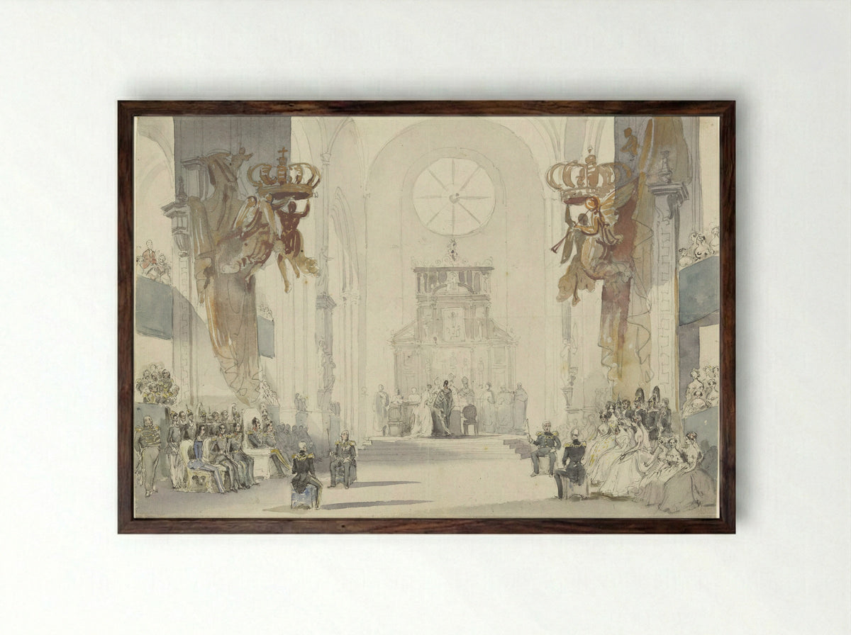 Huwelijk van prinses Louise met prins Karel van Zweden - Fritz Ludwig von Dardel - Framed Print Dark Wood