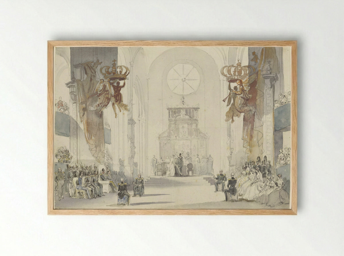 Huwelijk van prinses Louise met prins Karel van Zweden - Fritz Ludwig von Dardel - Framed Print Wood