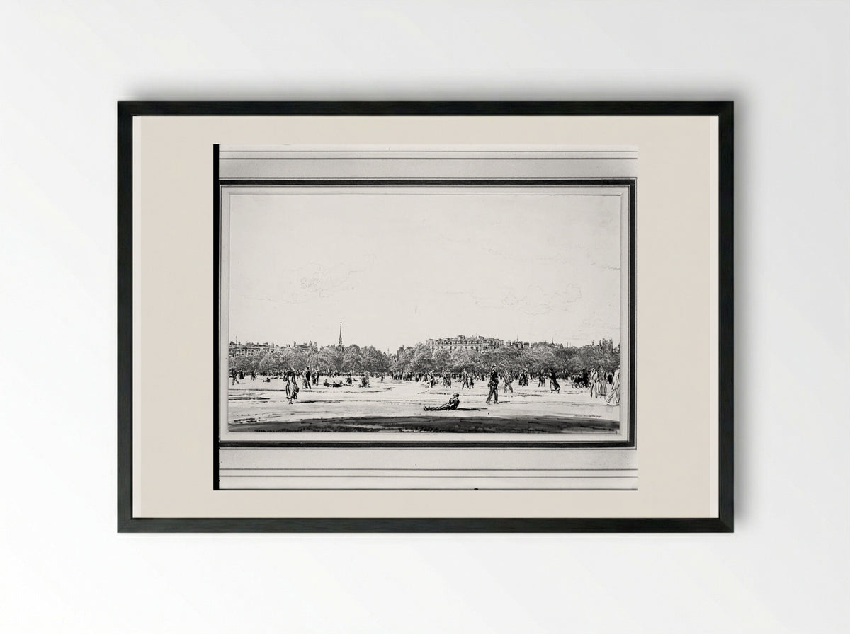 Hyde Park at Marble Arch - Muirhead Bone - Framed Print Black