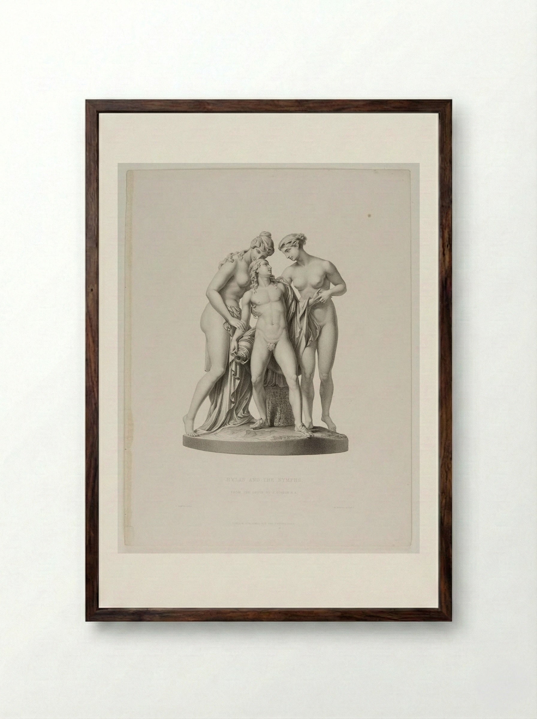 Hylas and the Nymphs - William Callio Roffe - Framed Print Dark Wood