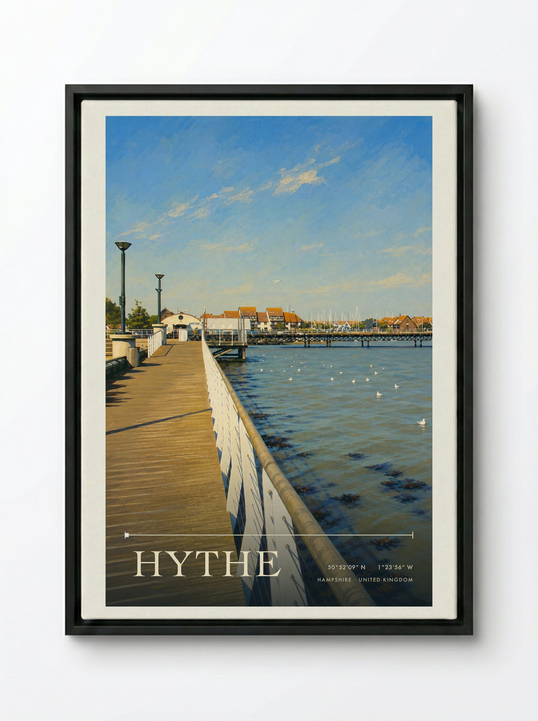 Hythe Hampshire United Kingdom Travel Poster - Framed Canvas Black