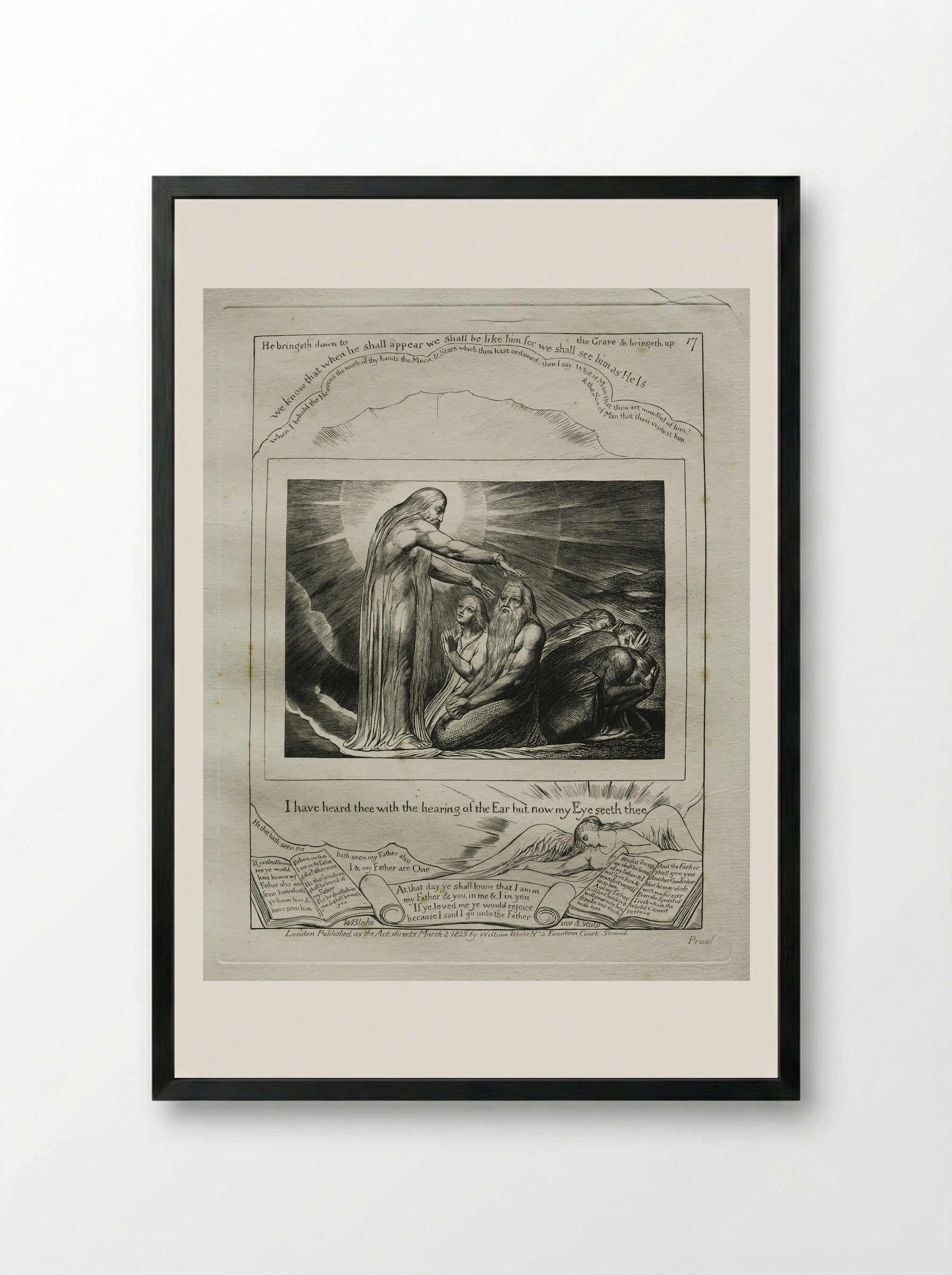 I Have Heard Thee (The Book of Job) - William Blake - Framed Print Black