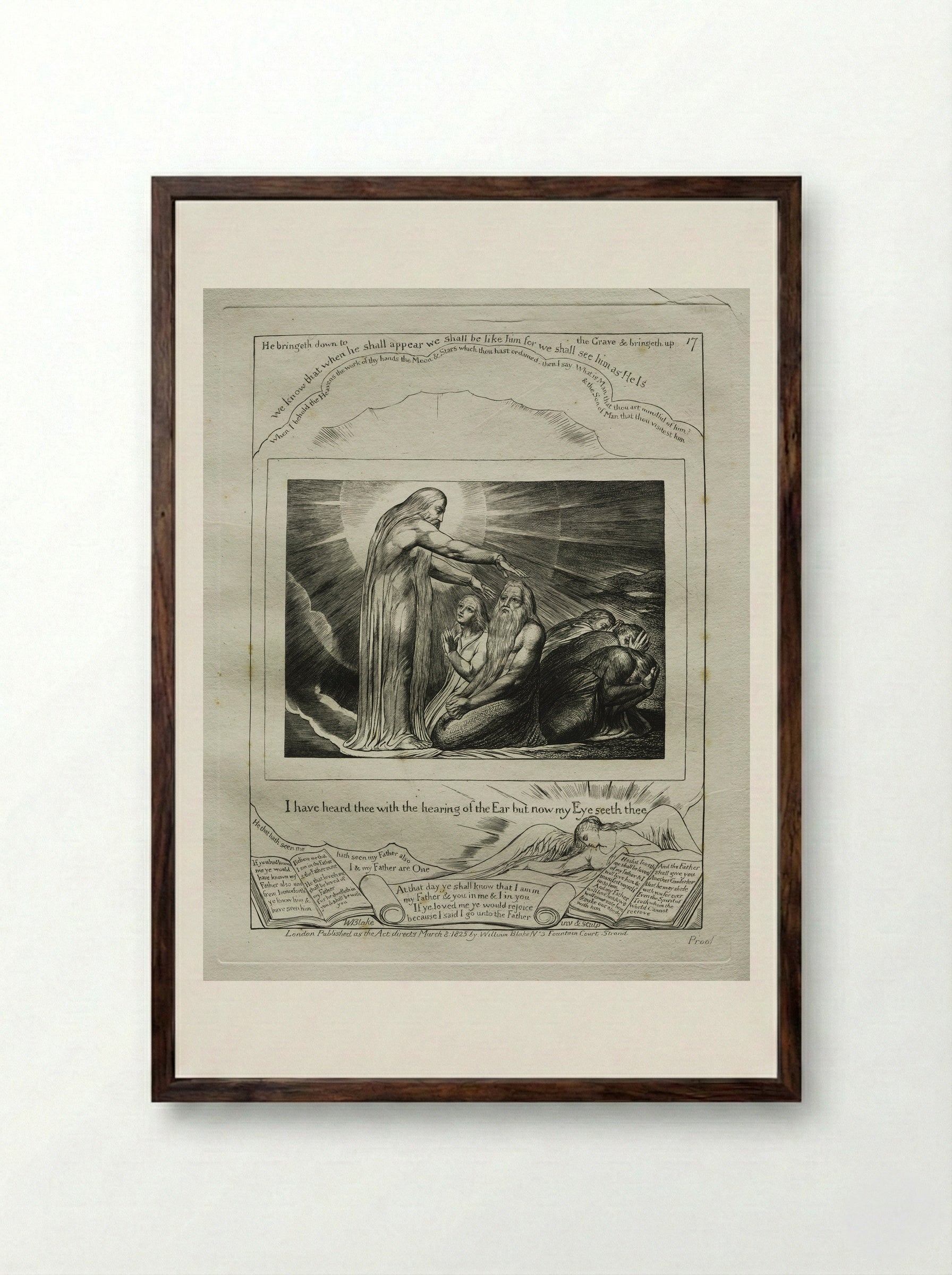 I Have Heard Thee (The Book of Job) - William Blake - Framed Print Dark Wood