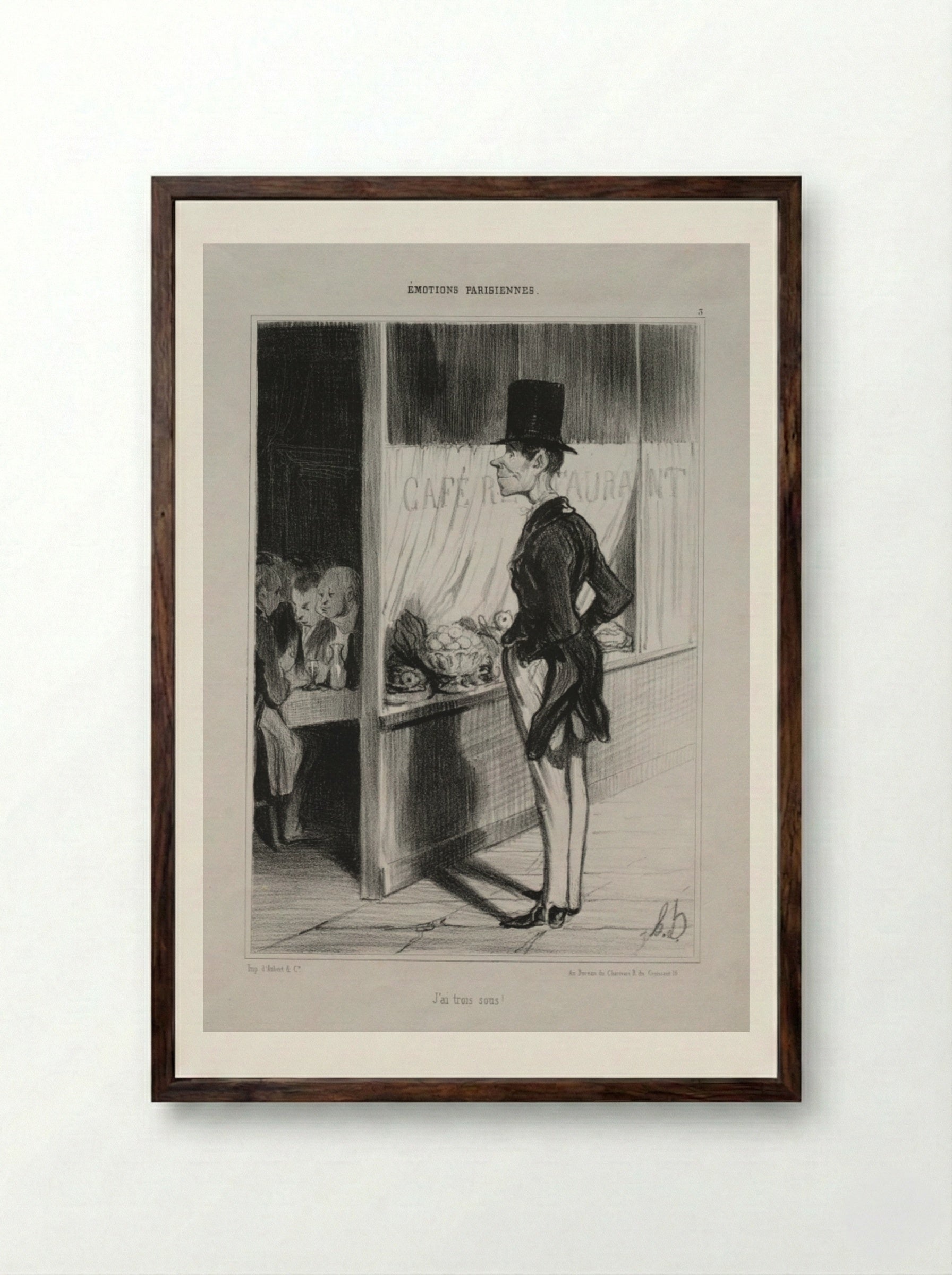 I Have Three Sous! - Honoré Daumier - Framed Print Dark Wood