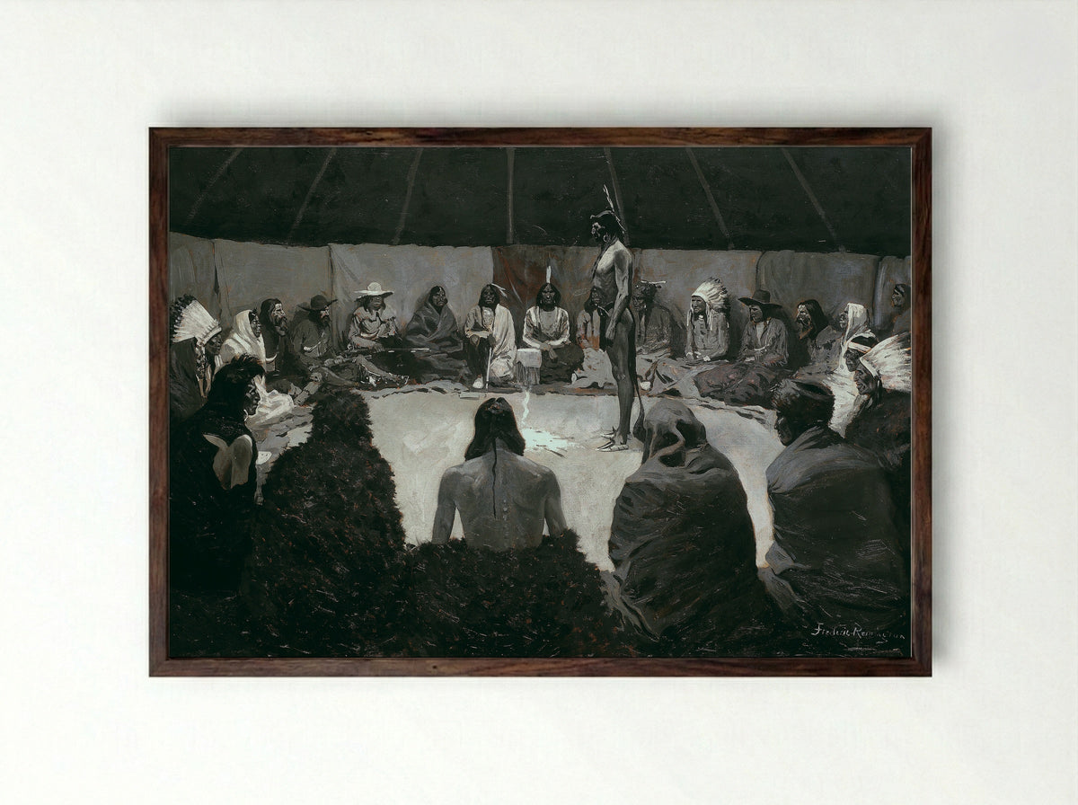I Will Tell the White Man - Frederic Remington - Framed Print Dark Wood
