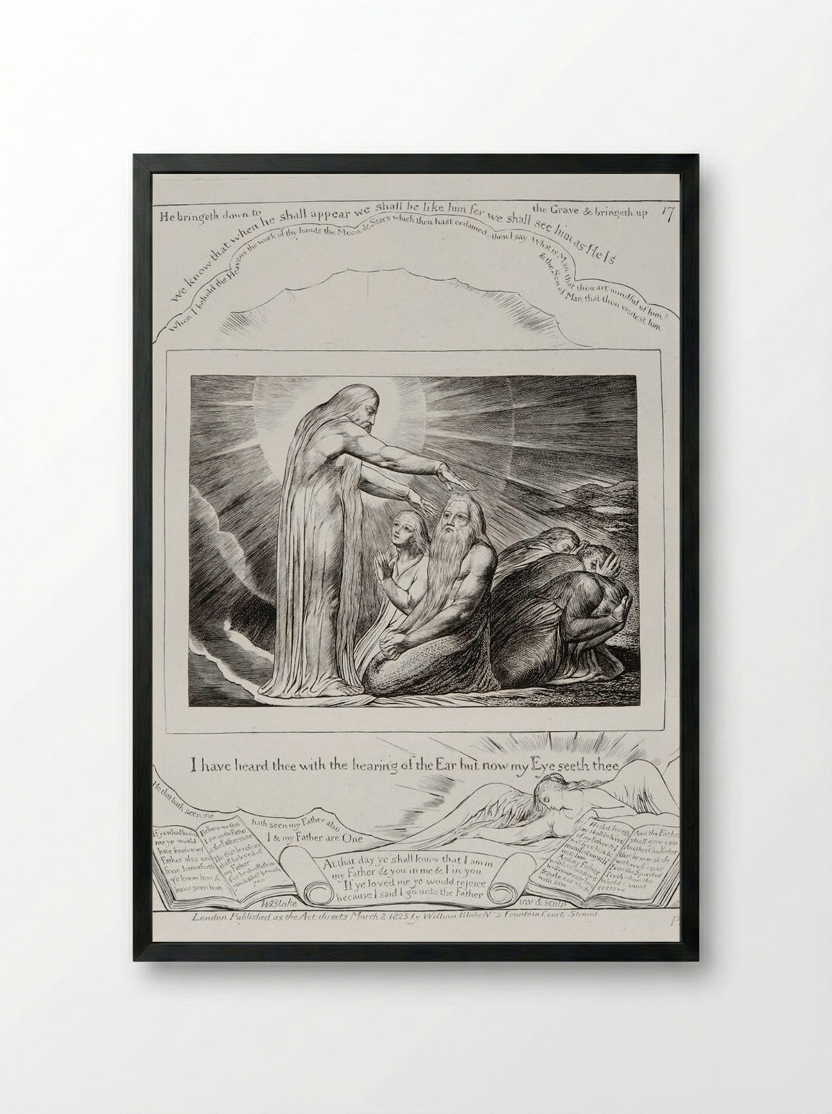 I have heard thee with the hearing of the Ear - William Blake - Framed Print Black